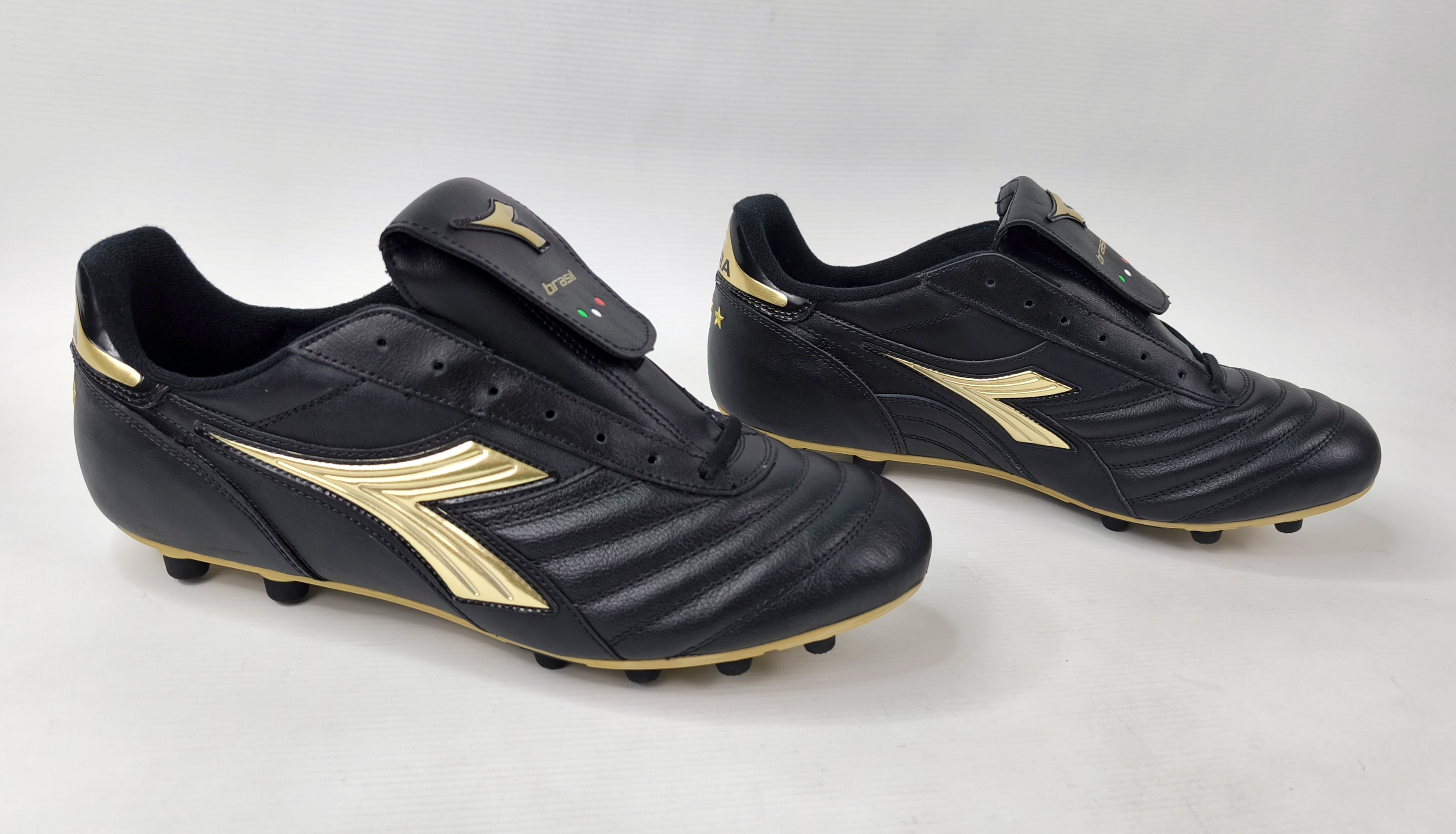 Diadora Brasil Gold R MD PU Fussball Schuhe EUR 46 / UK 11.5 schwarz gold 148504