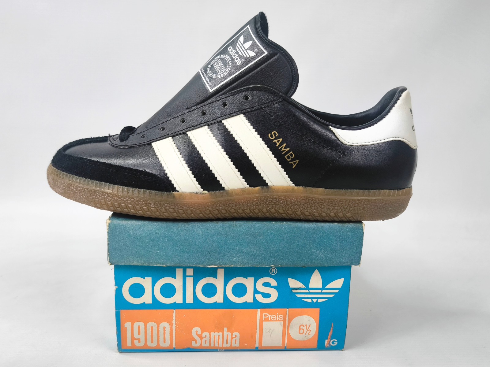 adidas Samba Schuhe Eur 40 / UK 6.5 Made West Germany vintage 70s / 80s