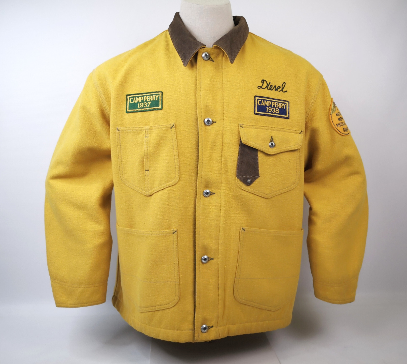 Diesel Herren Filz Jacke gelb Gr. XL 90er Wolle Mix vintage