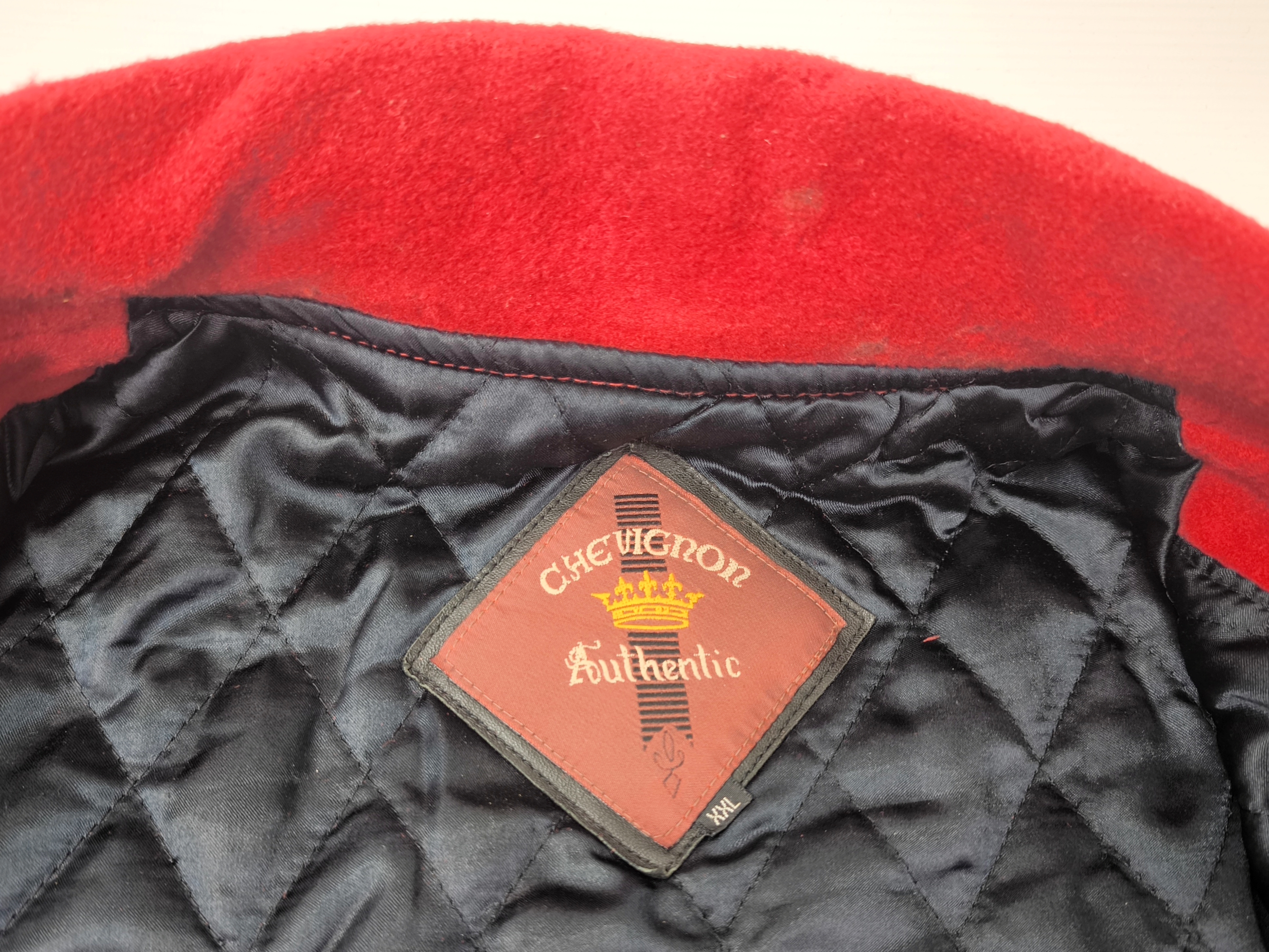 Chevignon Jacke College Bay Winds rot schwarz Gr. XXL (XL) Wolle Leder Mix 80s