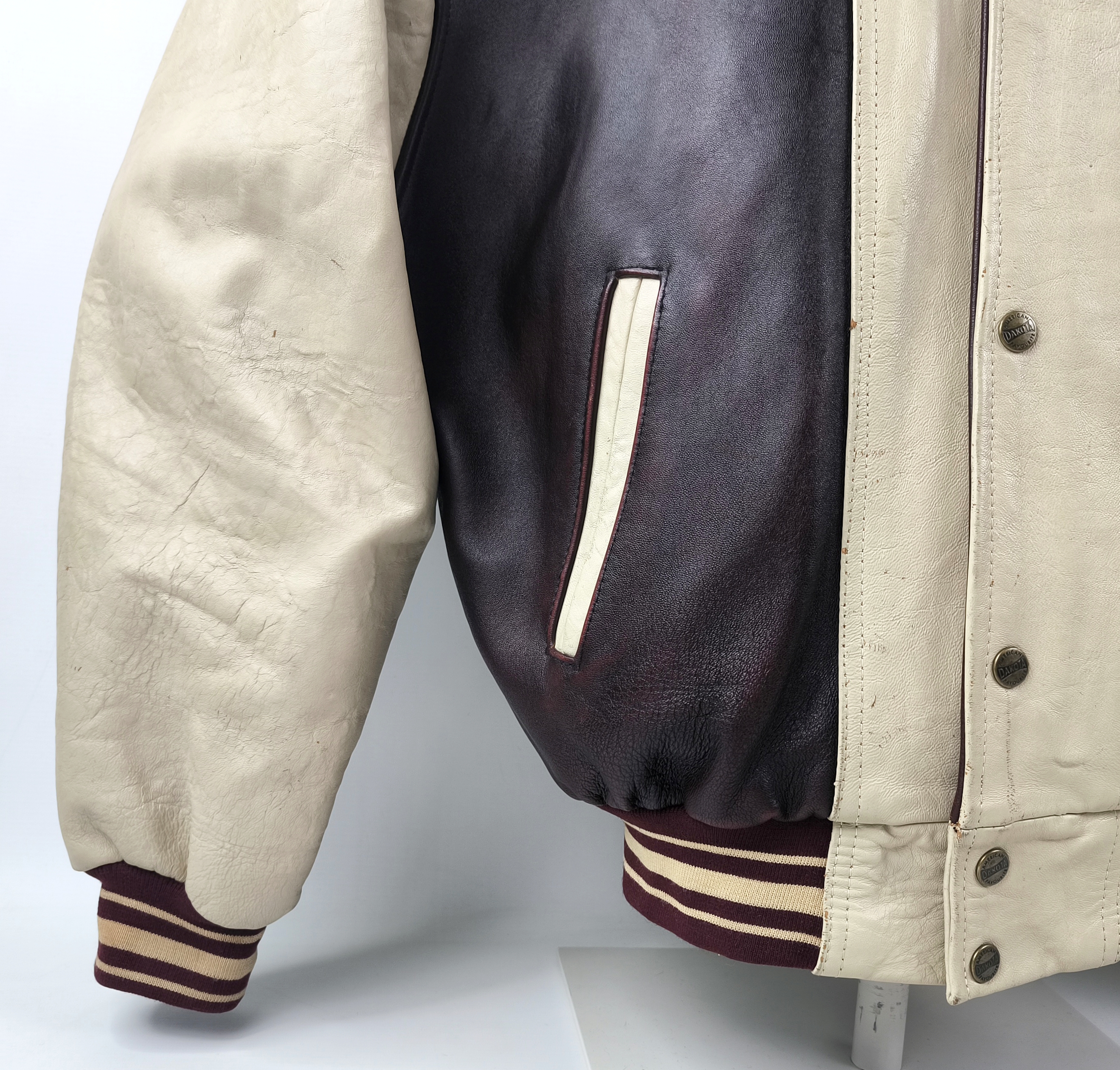 Dakota Lederjacke American Spirit Gr. XL Indianer dunkelbraun creme vintage 90s