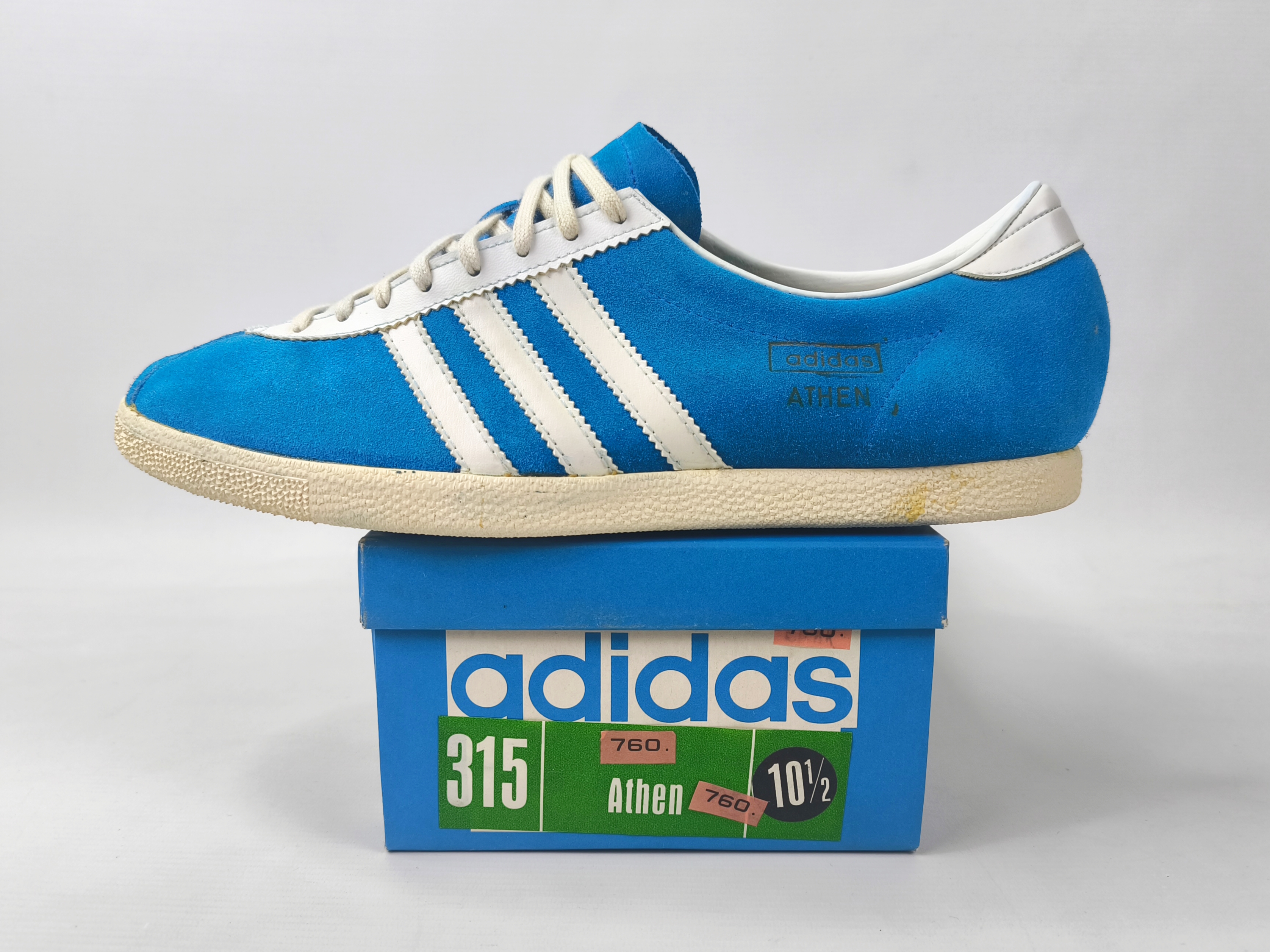 adidas Athen Schuhe EUR 45 1/3 UK 10.5 Made in West Germany 70s suede trainers