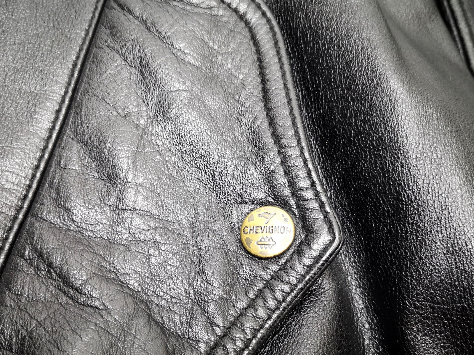 Chevignon Herren Lederjacke Port Avion schwarz Gr. XL vintage Porte