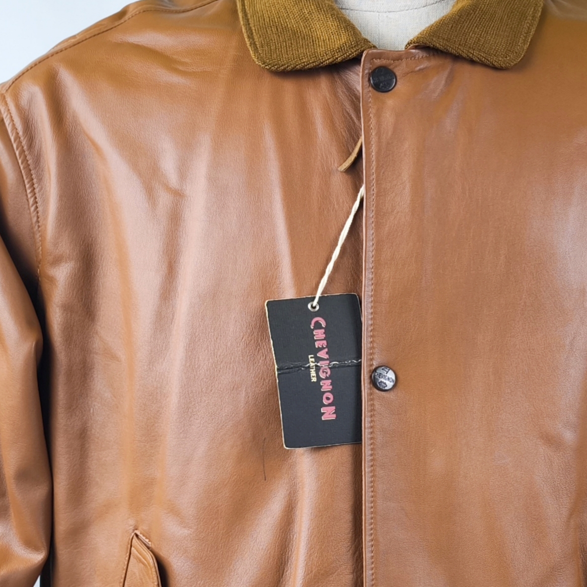Chevignon Lederjacke Lamm Porte Avion cognacfarben Gr. XXL vintage NEU + Etikett