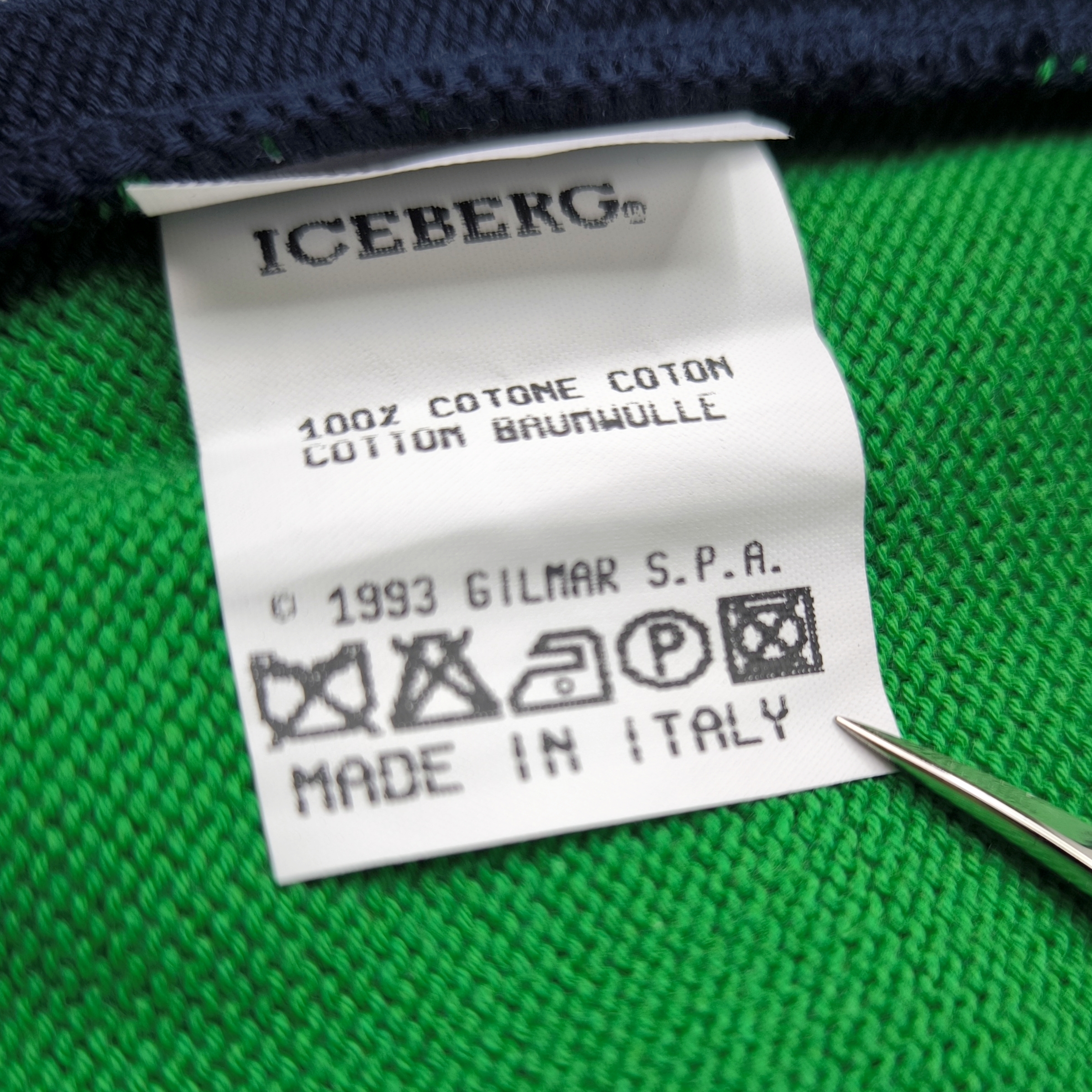 Iceberg Strick Pullover Zwerge dunkelblau Gr. VI (XL) Italy vintage 90s