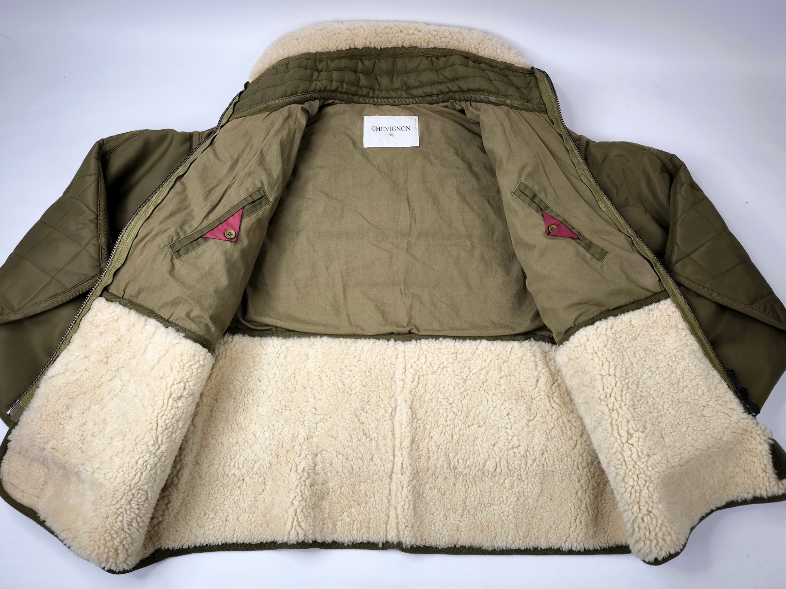 Chevignon Jacke Cosmo grün Gr. M Lammleder Bund Cosmos