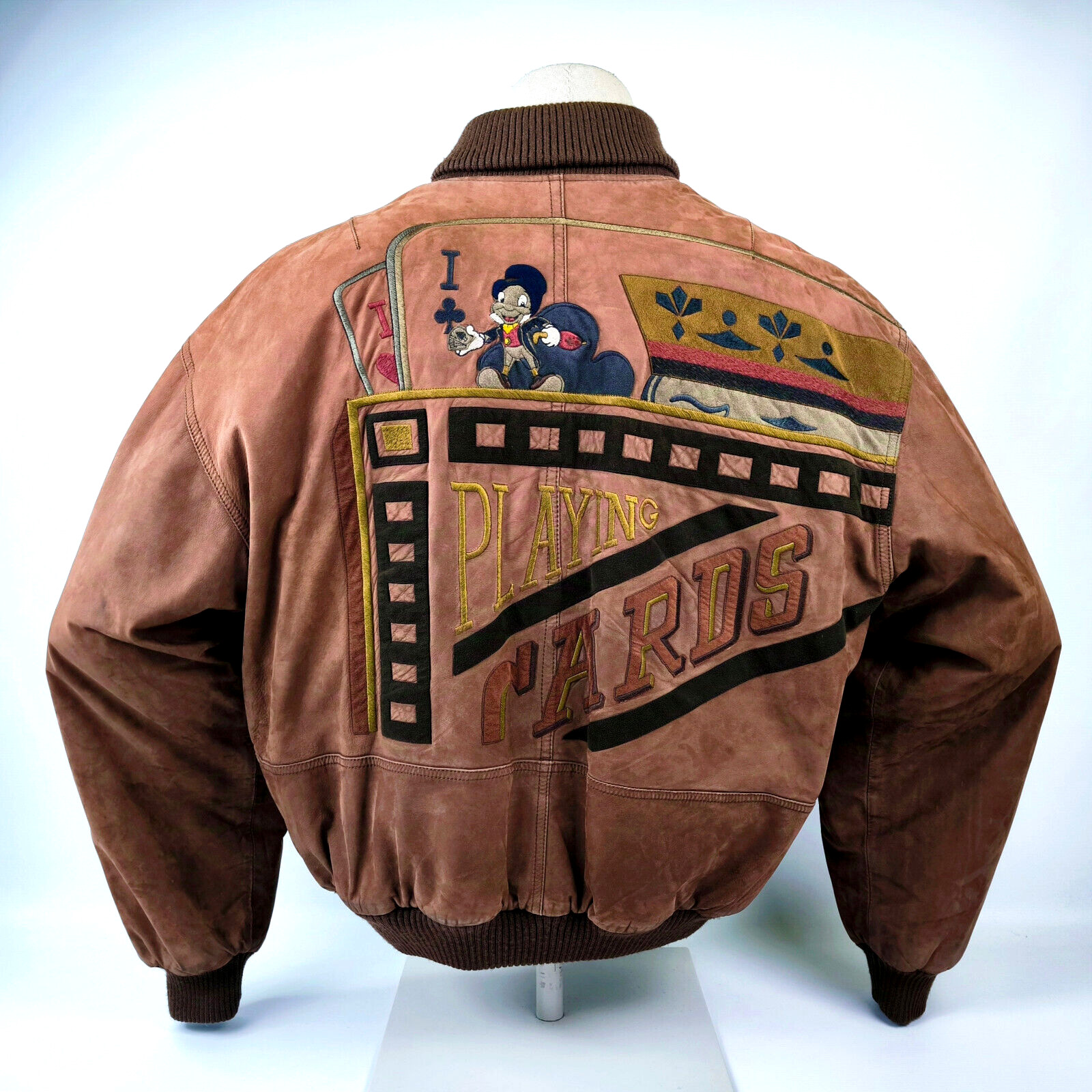 Iceberg Lederjacke Playing Cards braun Gr. 52 (XL) Italy vintage 90s