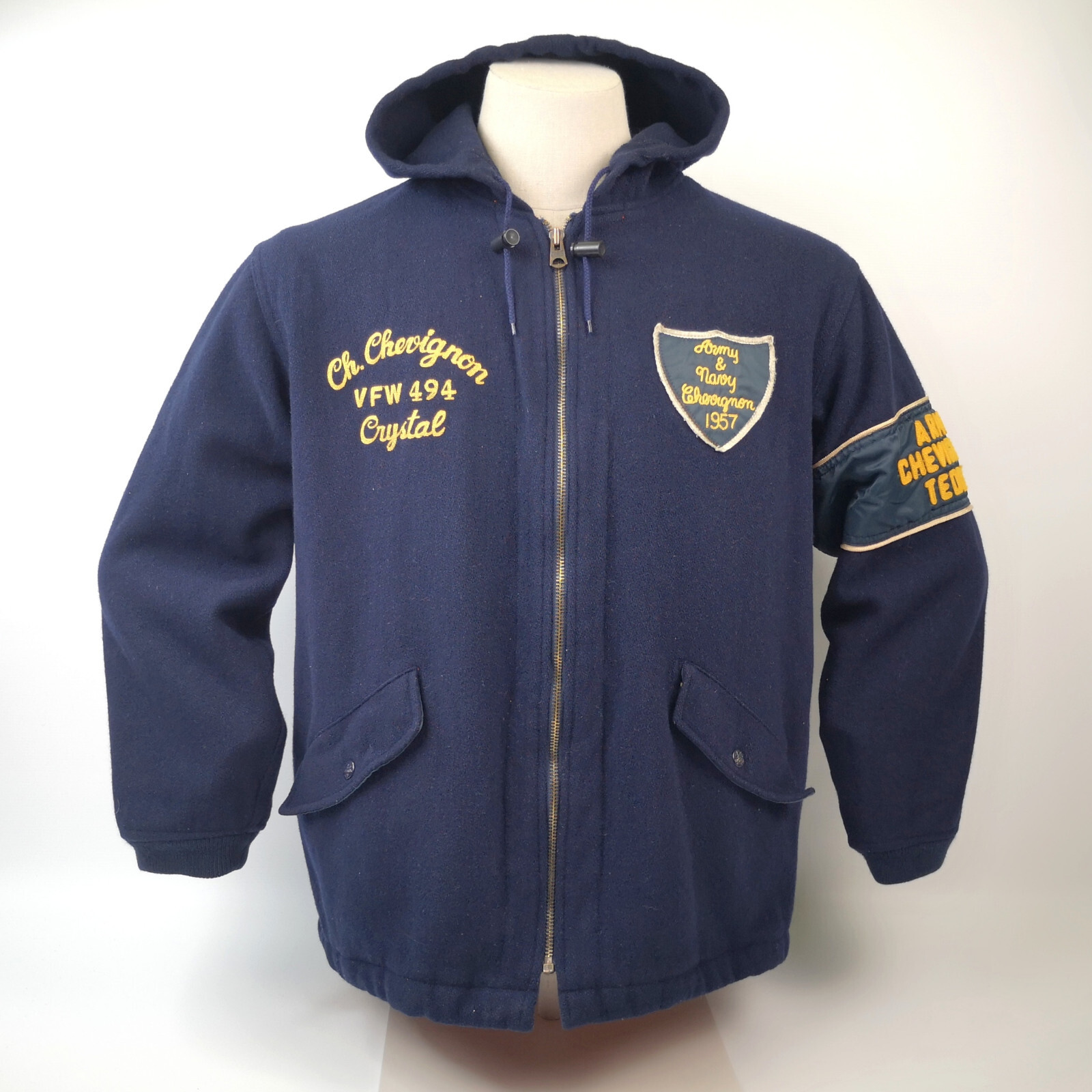 Chevignon Herren Jacke Army Teddy mit Kapuze Gr. XL dunkelblau