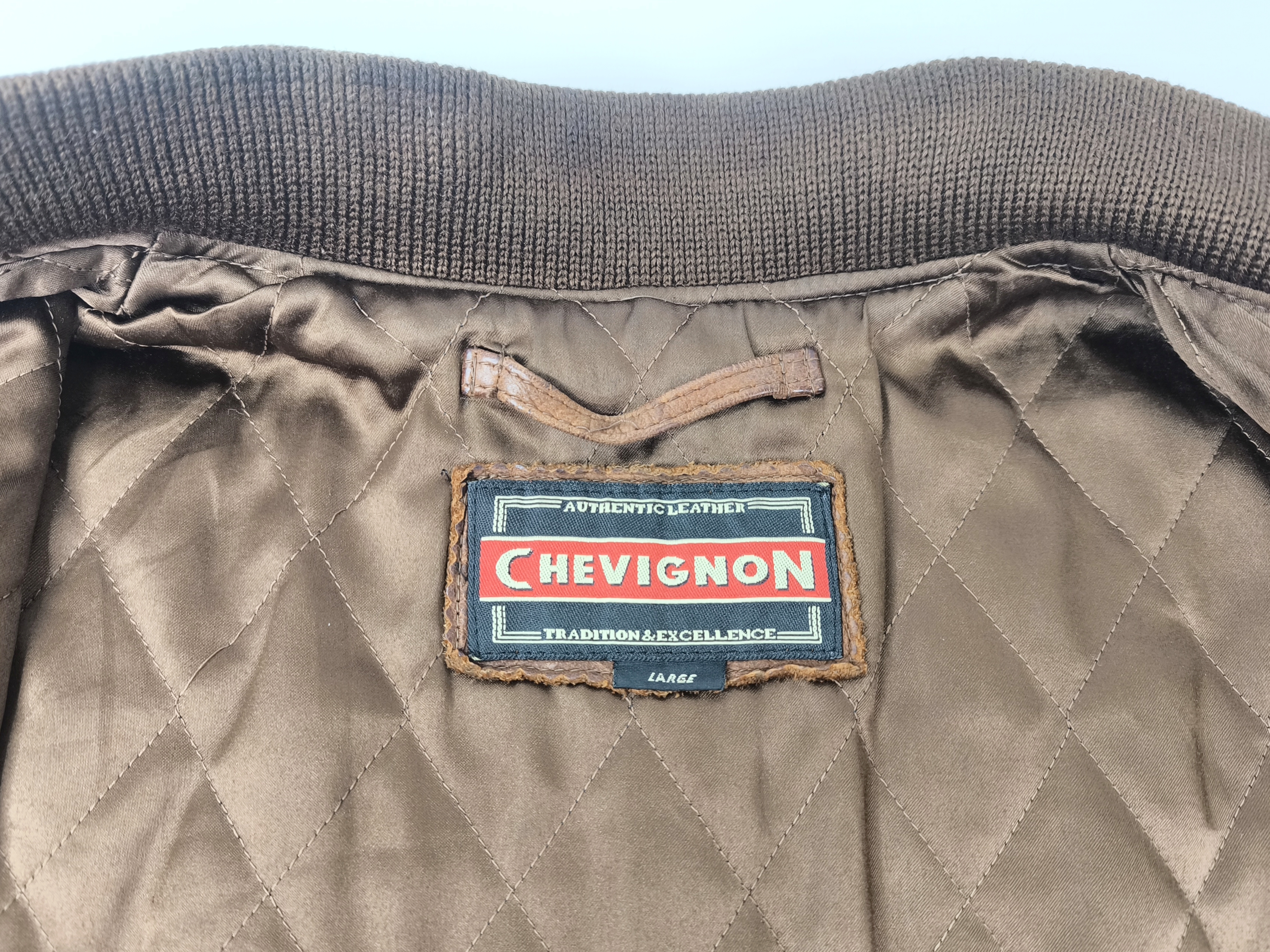 Chevignon Lederjacke braun Gr. L (M) vintage 90s großes Rückenlogo