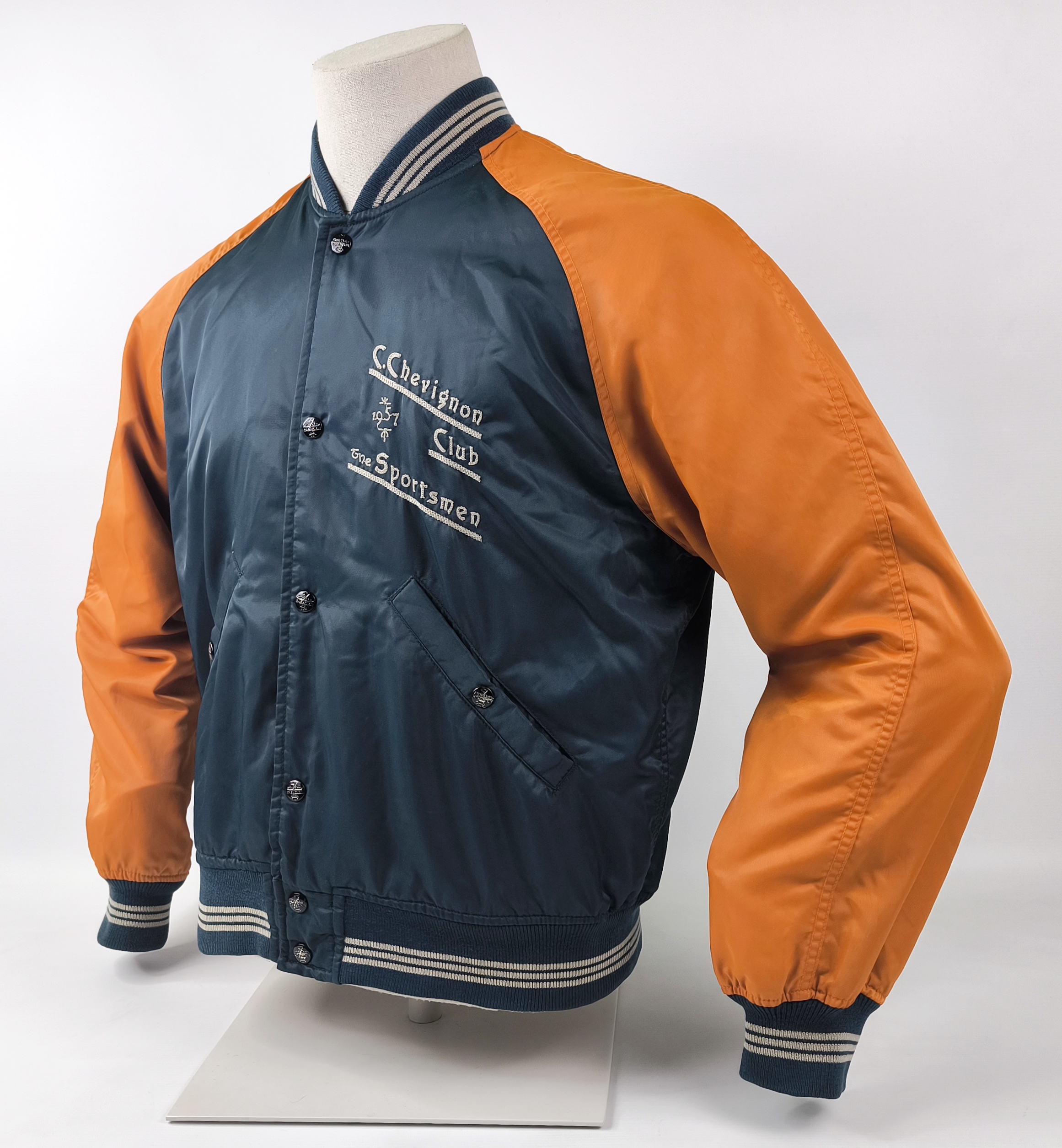 Chevignon Jacke Bomberjacke Gr. M dunkelblau orange The Sportsmen vintage 90s