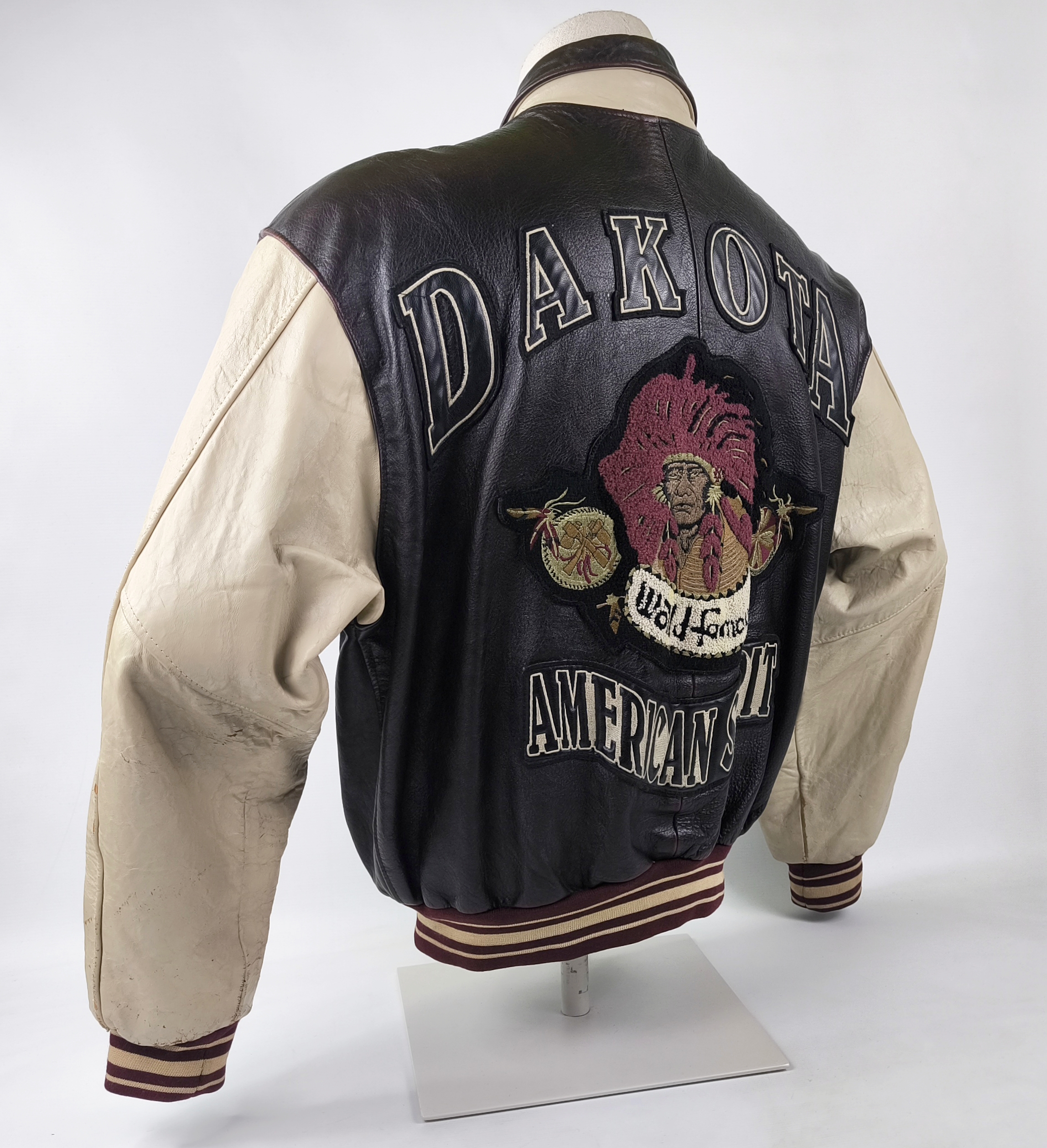 Dakota Lederjacke American Spirit Gr. XL Indianer dunkelbraun creme vintage 90s