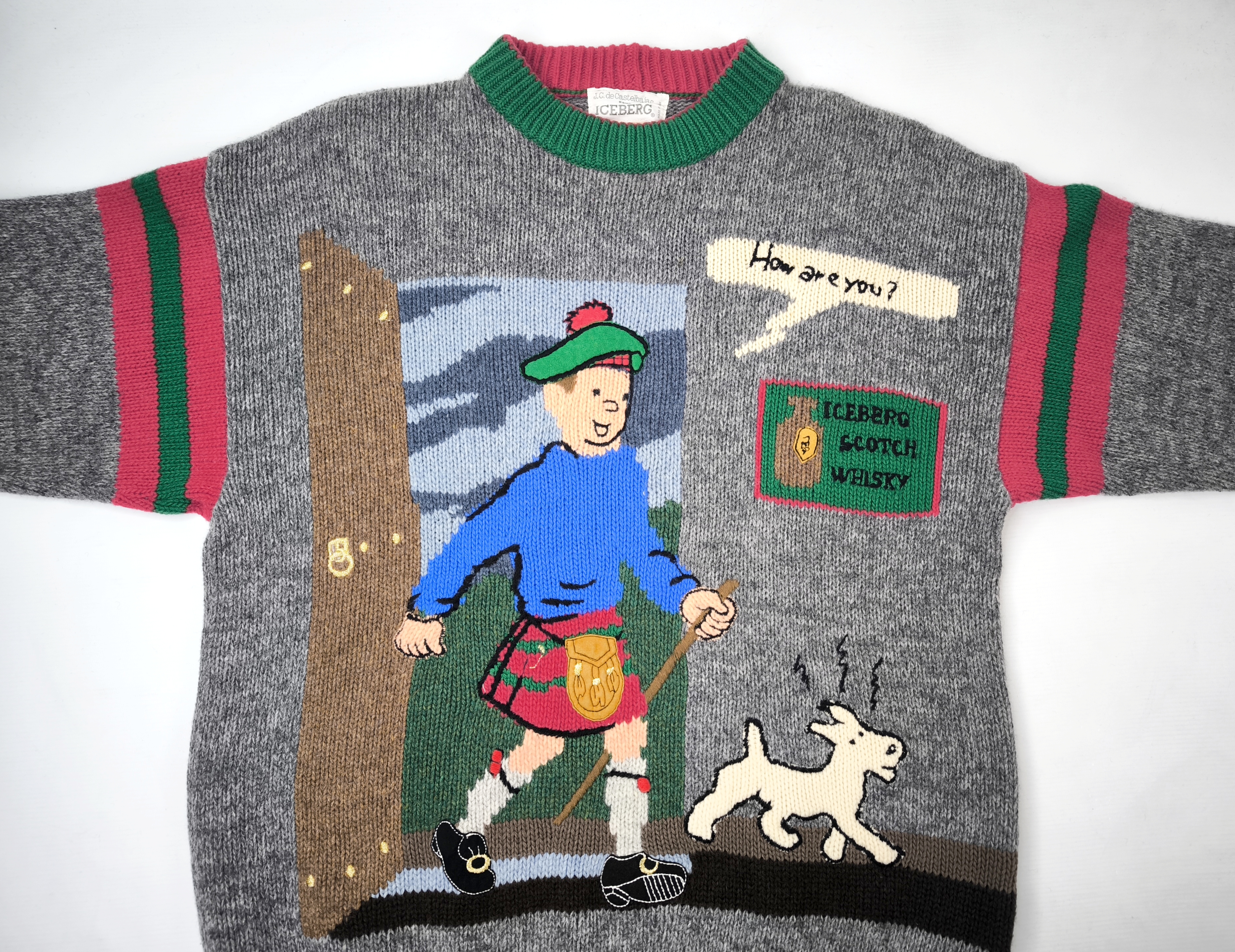 Iceberg JC de Castelbajac Strick Pullover Gr. L/XL Tim und Struppi Italy 90s