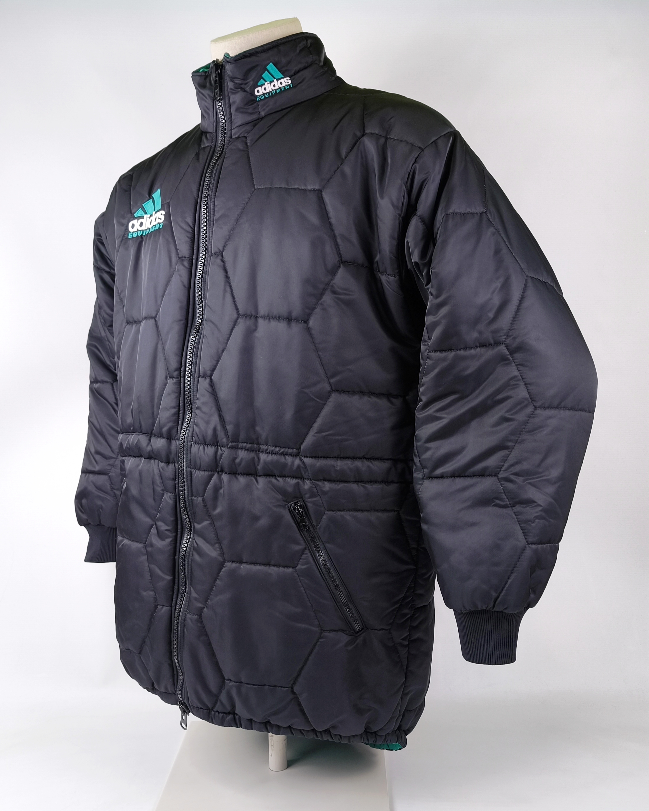 adidas Equipment Jacke schwarz Gr. D7 (L) Steppung vintage Stadionjacke 90s