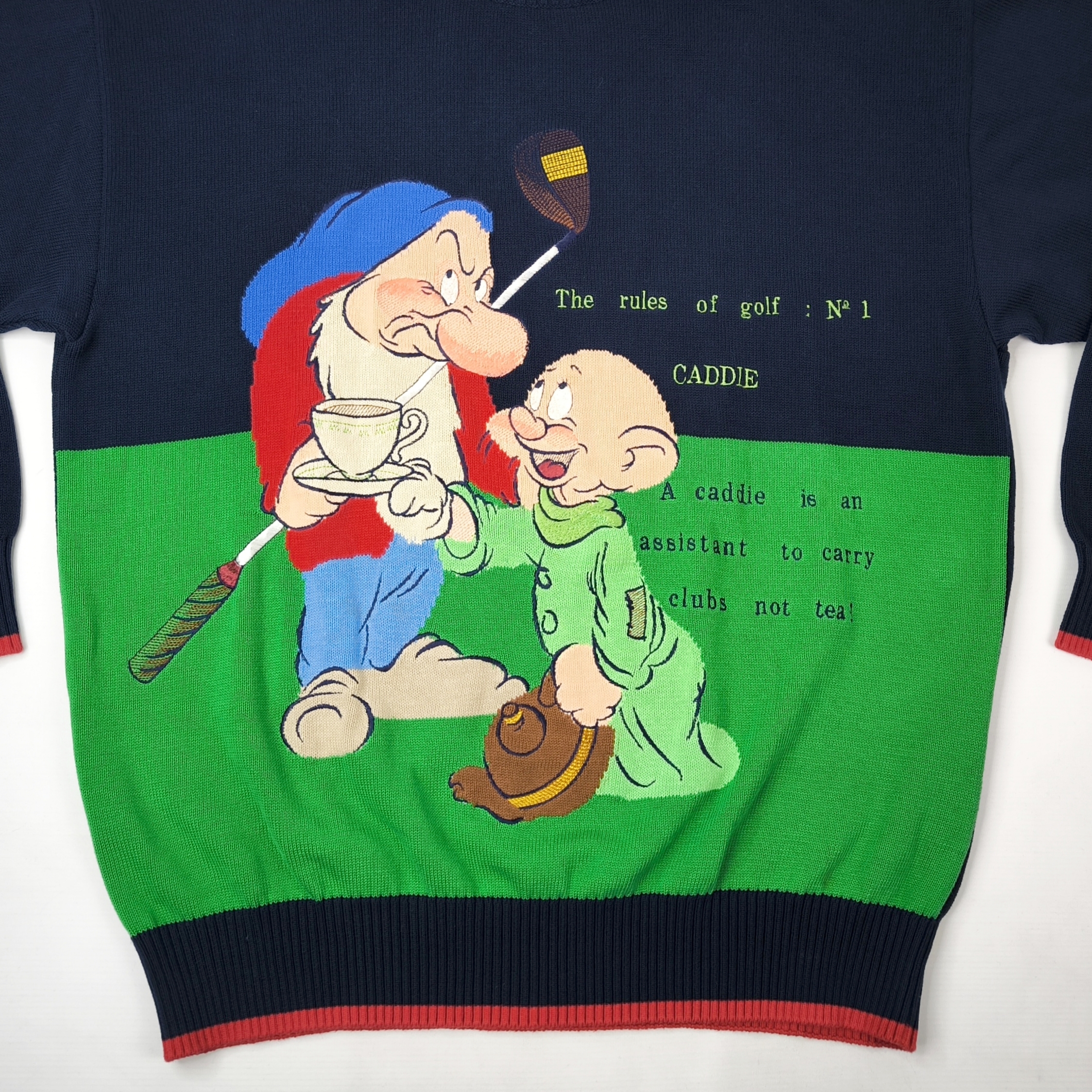 Iceberg Strick Pullover Zwerge dunkelblau Gr. VI (XL) Italy vintage 90s