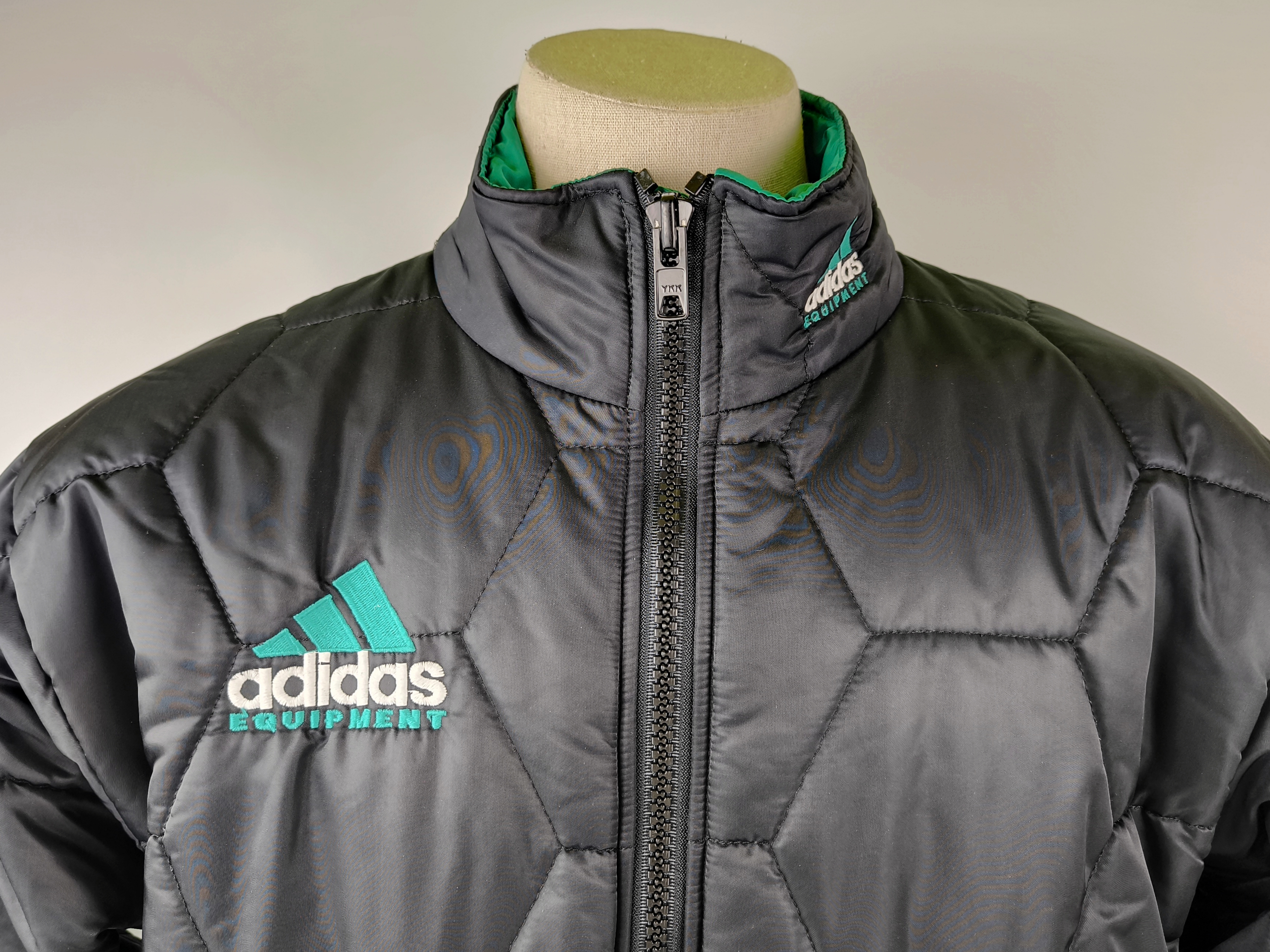 adidas Equipment Jacke schwarz Gr. D7 (L) Steppung vintage Stadionjacke 90s