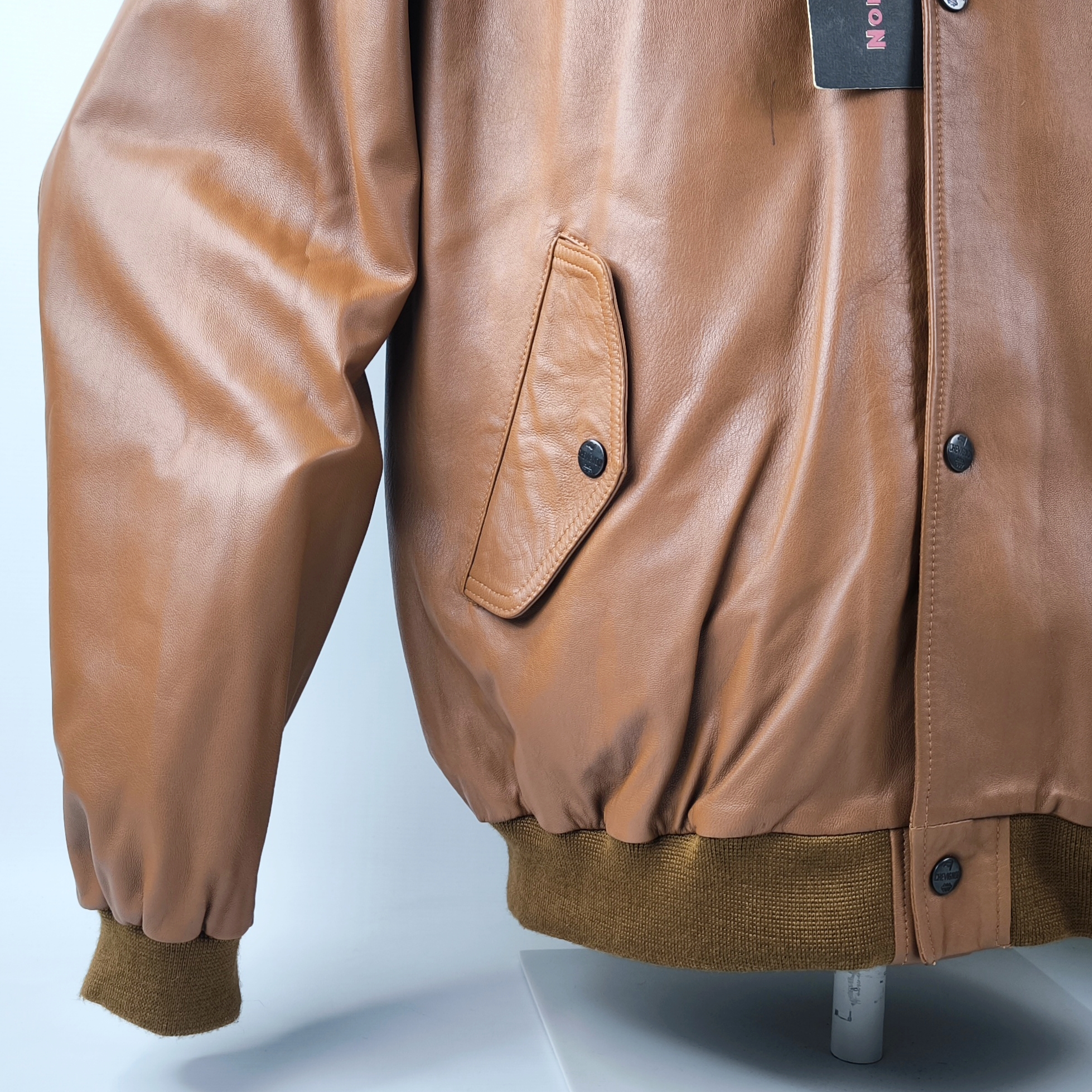 Chevignon Lederjacke Lamm Porte Avion cognacfarben Gr. XXL vintage NEU + Etikett