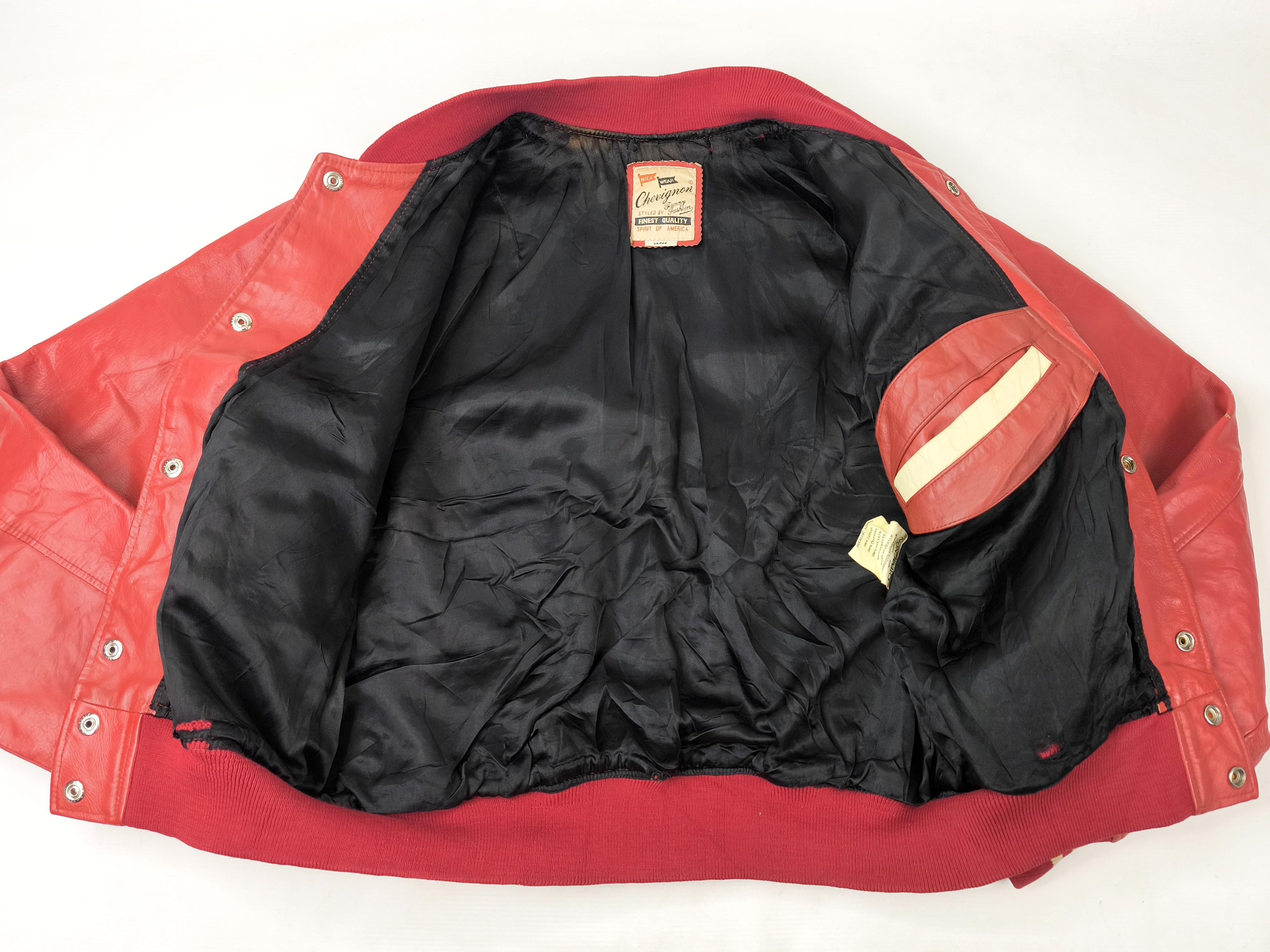 Chevignon Lederjacke rot Gr. L (M) vintage 90s großes Rückenlogo