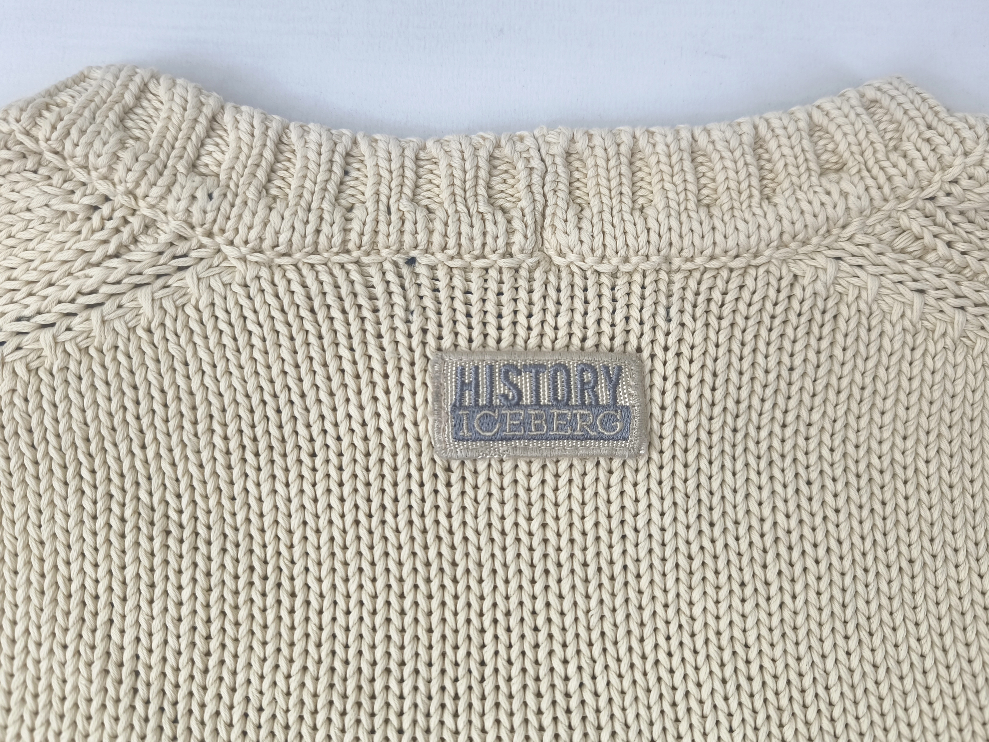 Iceberg Strick Pullover Asterix Gr. IV (L) Italy vintage 90s history naturfarben