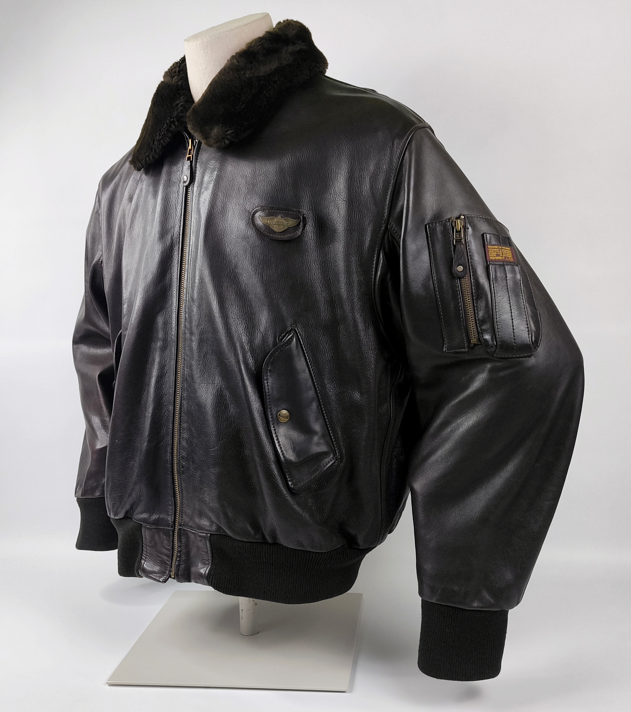 Redskins Lederjacke B32 dunkelbraun Gr. L inkl. Webpelzkragen Pilotenjacke