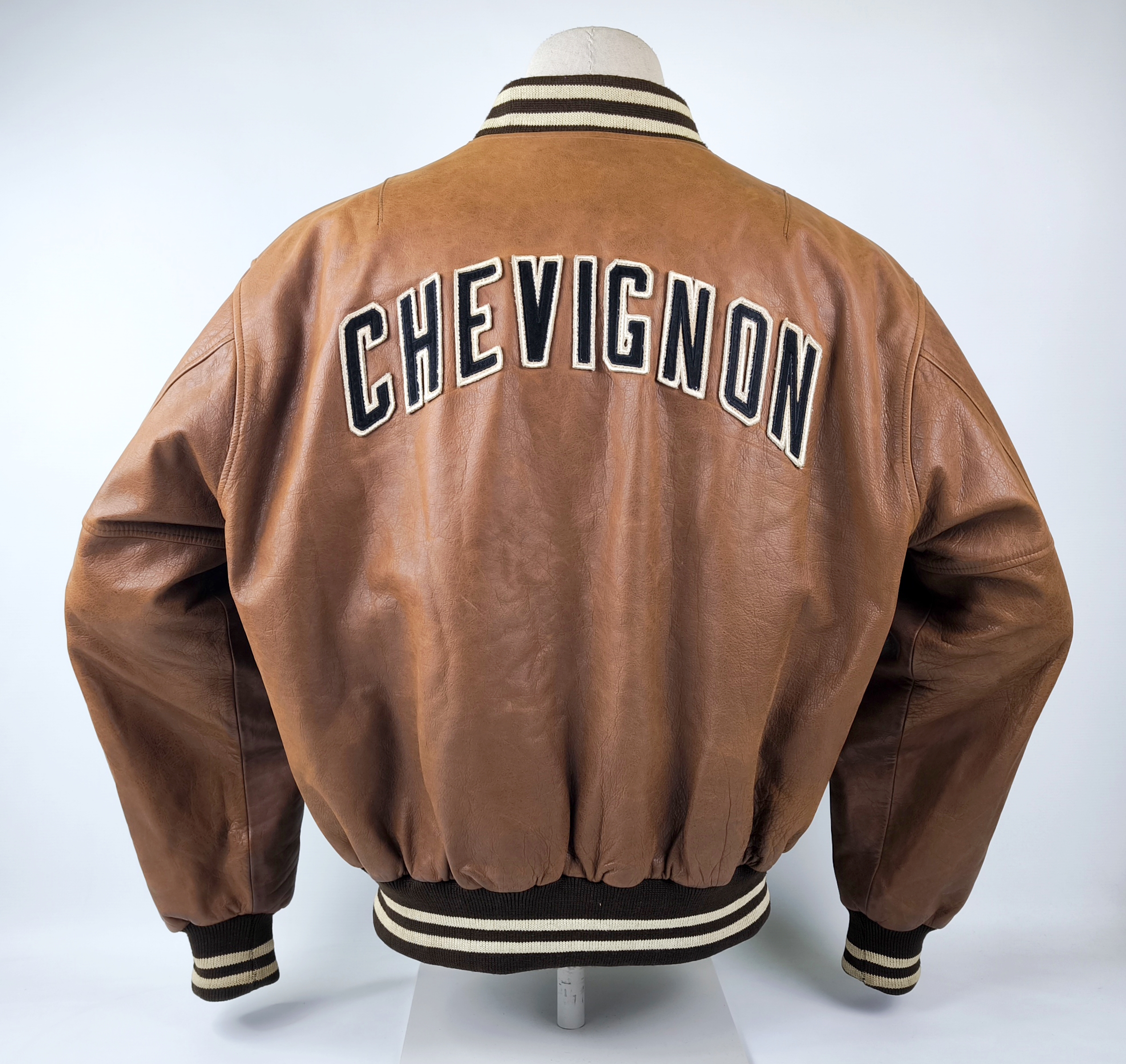 Chevignon Lederjacke braun Gr. XXL (XL) vintage 90s großes Rückenlogo