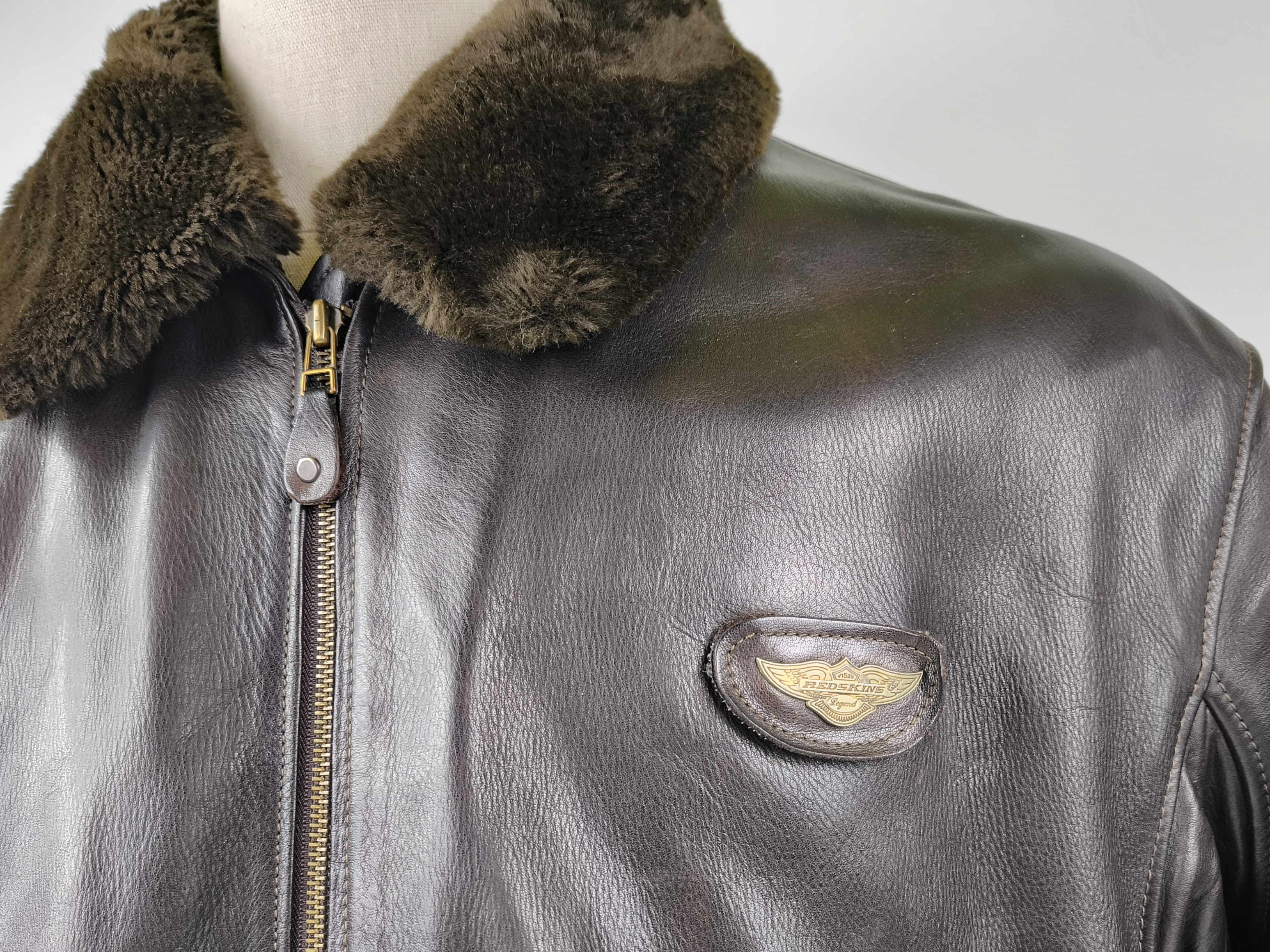 Redskins Lederjacke B32 dunkelbraun Gr. L inkl. Webpelzkragen Pilotenjacke