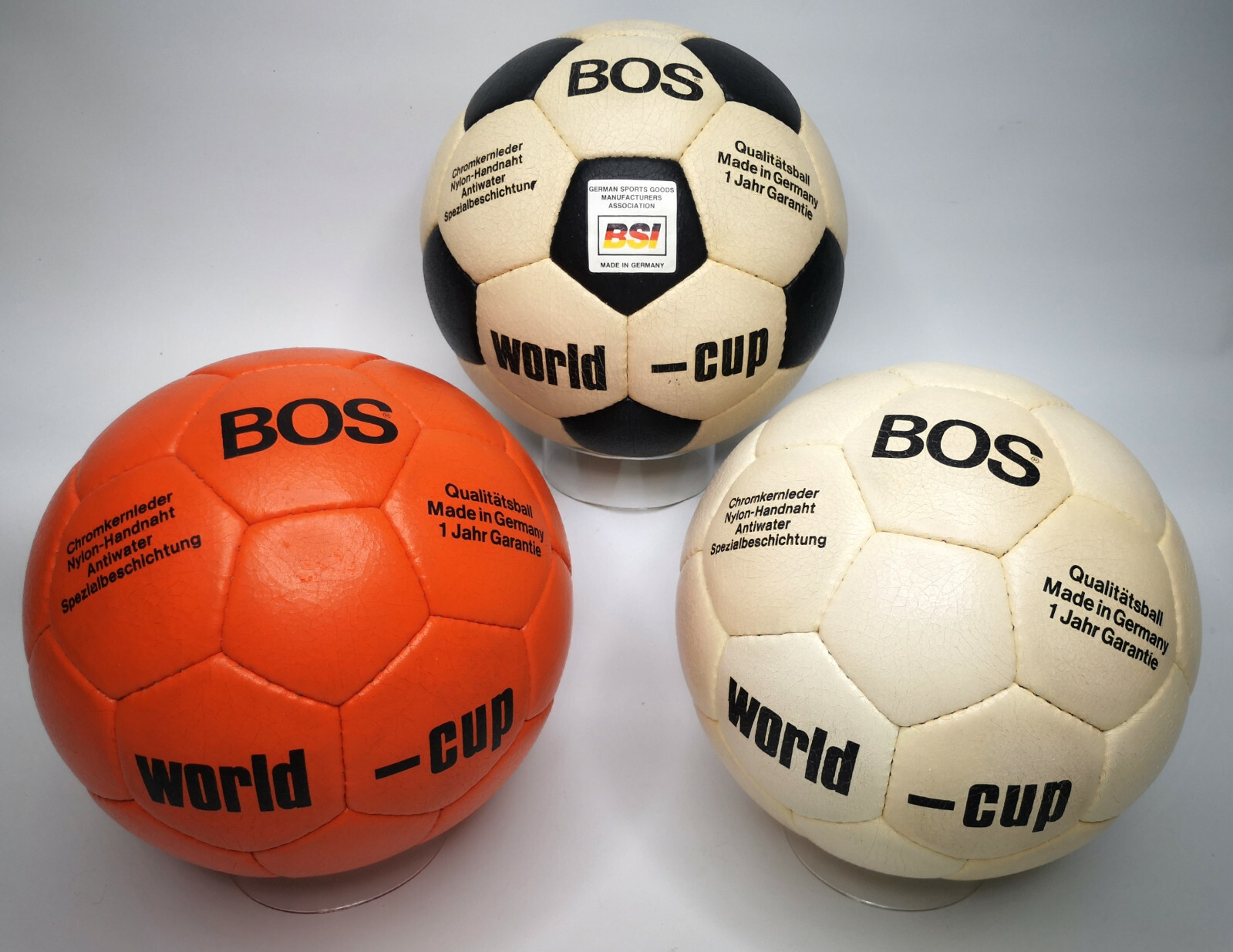 BOS Fussball World Cup 3er Set aus den 70er / 80er Jahren vintage unbenutzt