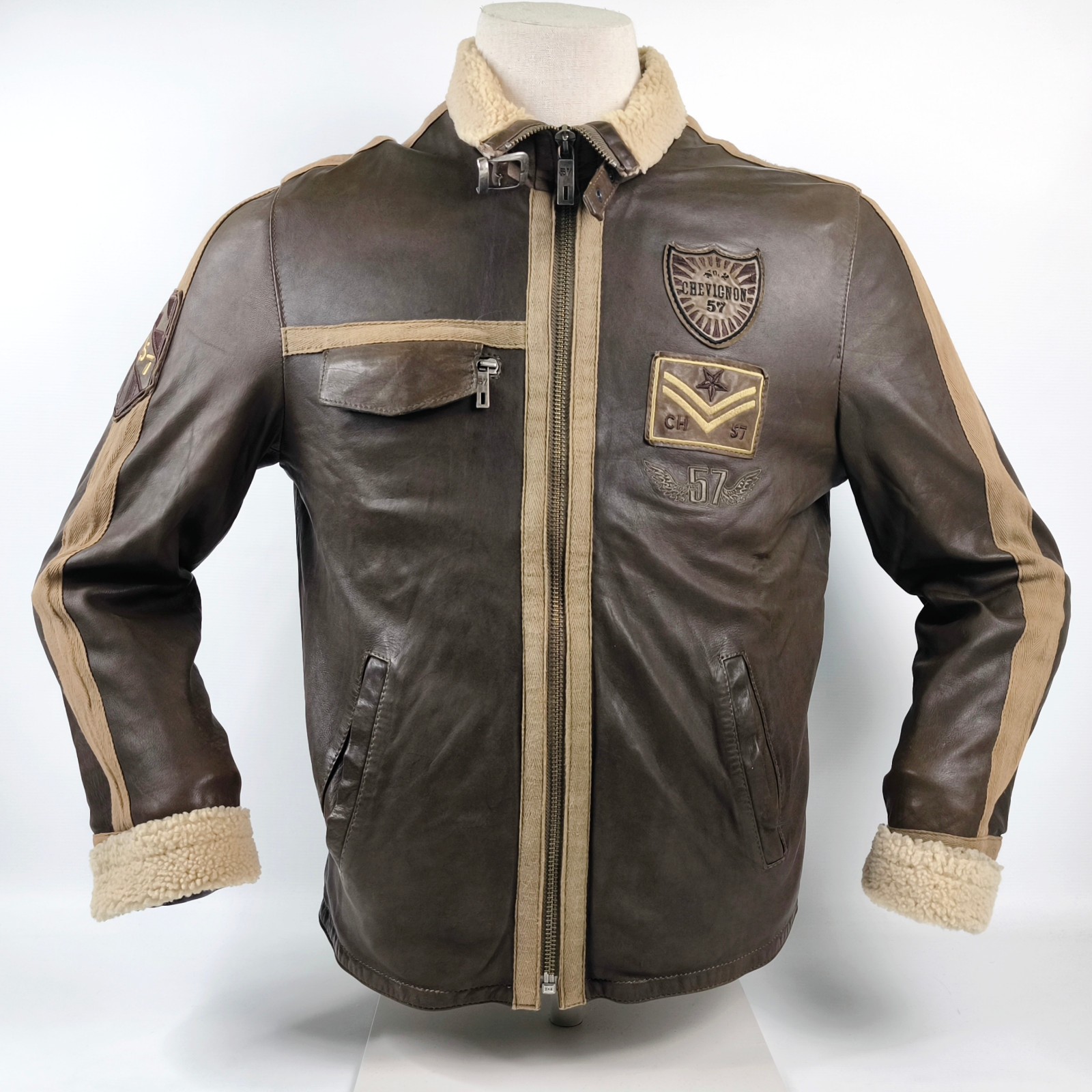 Chevignon Lederjacke 57 dunkelbraun Gr. L (M) Broken