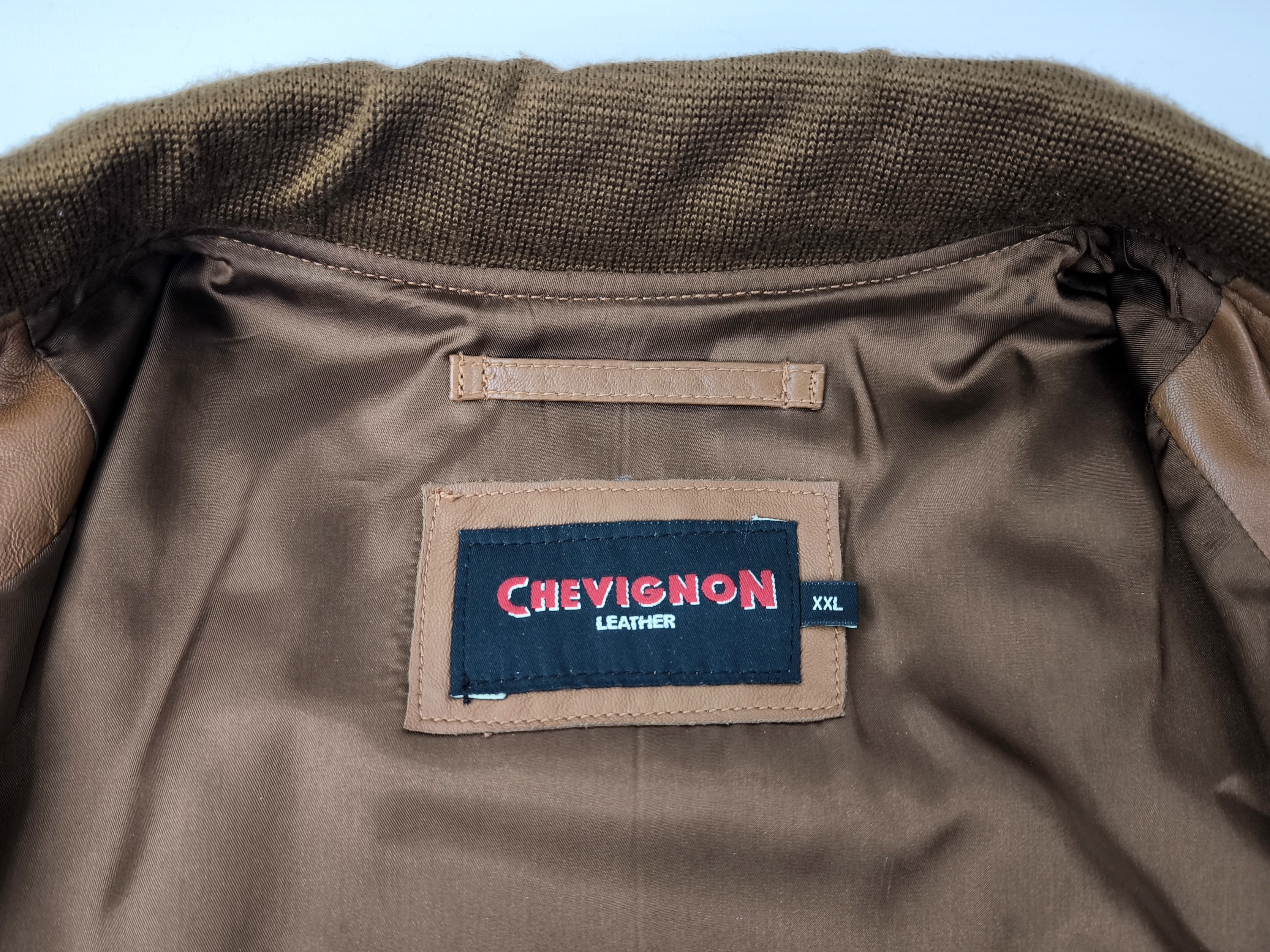 Chevignon Lederjacke Lamm Porte Avion cognacfarben Gr. XXL vintage NEU + Etikett
