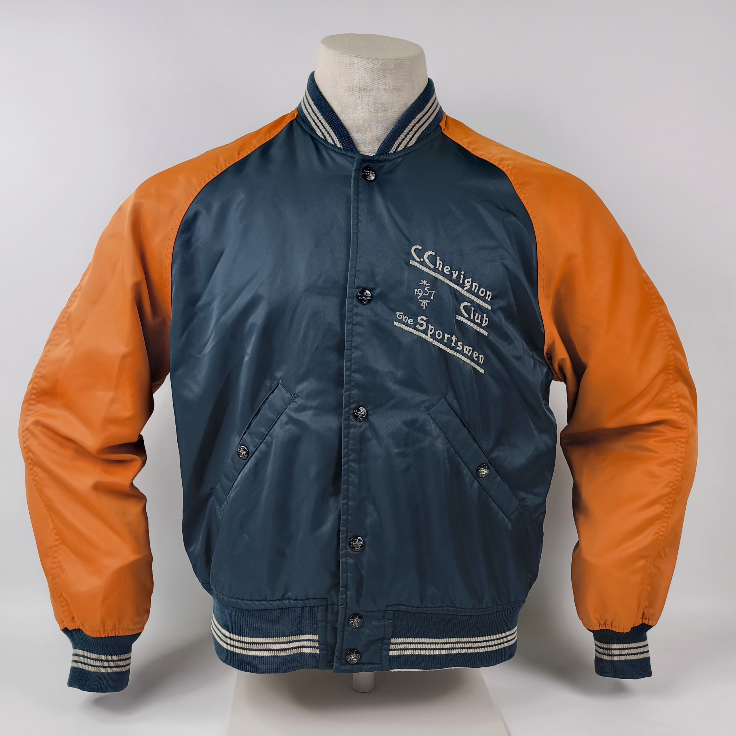 Chevignon Jacke Bomberjacke Gr. M dunkelblau orange The Sportsmen vintage 90s