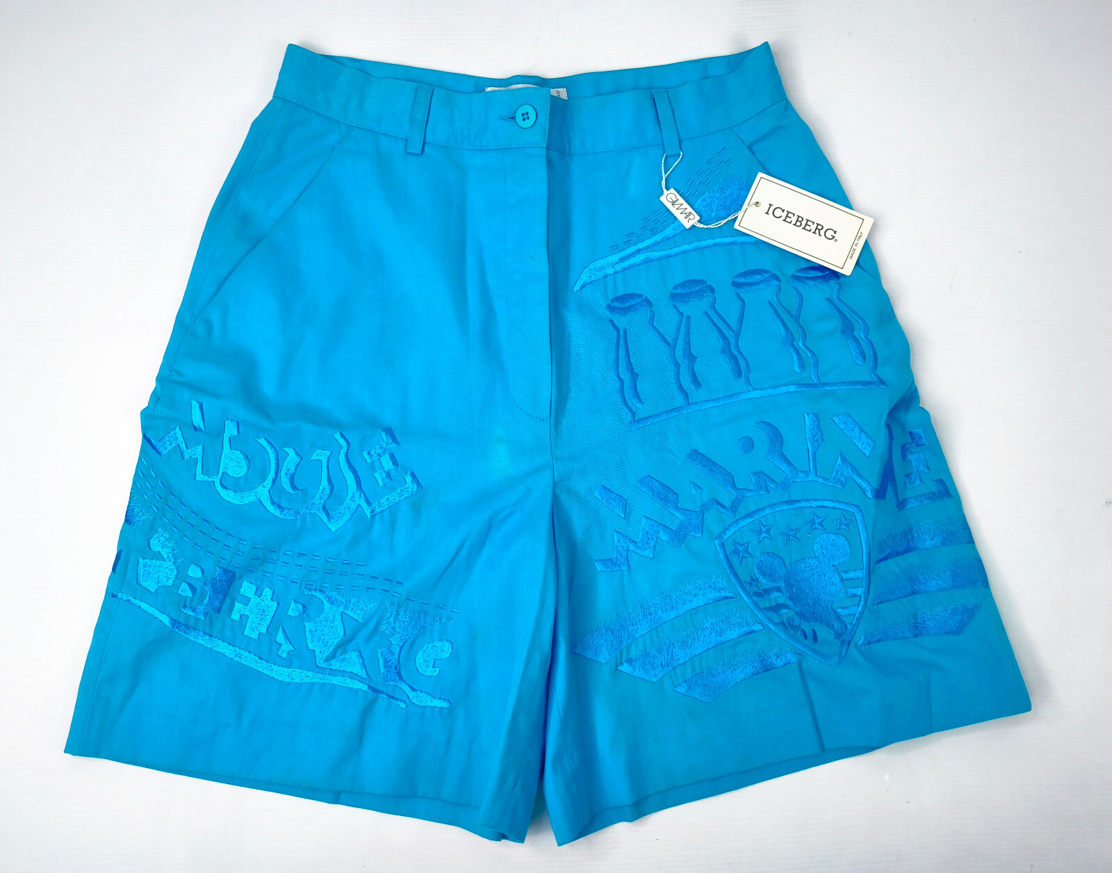 Iceberg Shorts Bermuda Damen Marine Mouse hellbl. 44 (L) Italy vintage 90s neu