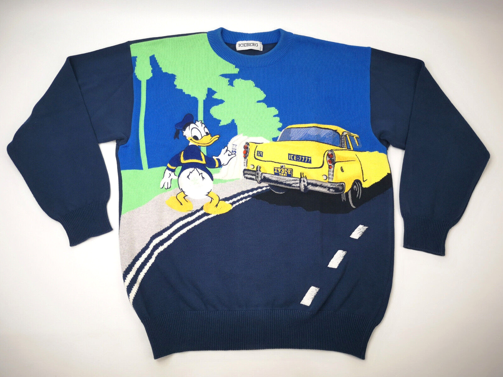 Iceberg Herren Strick Pullover Donald Duck Gr. L (V) vintage 90s