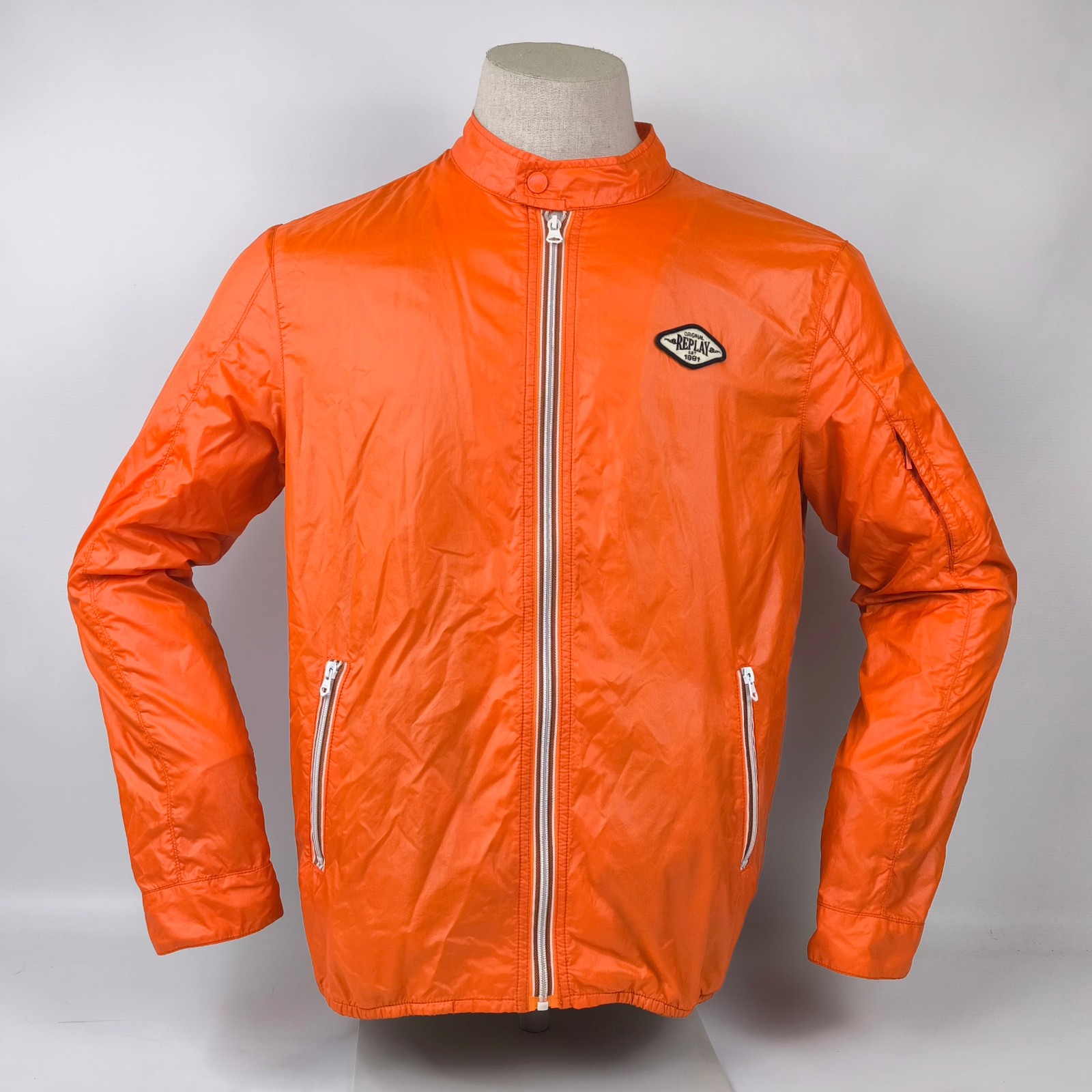 Replay Jacke Blue Jeans Löwe Gr. L orange Windbreaker