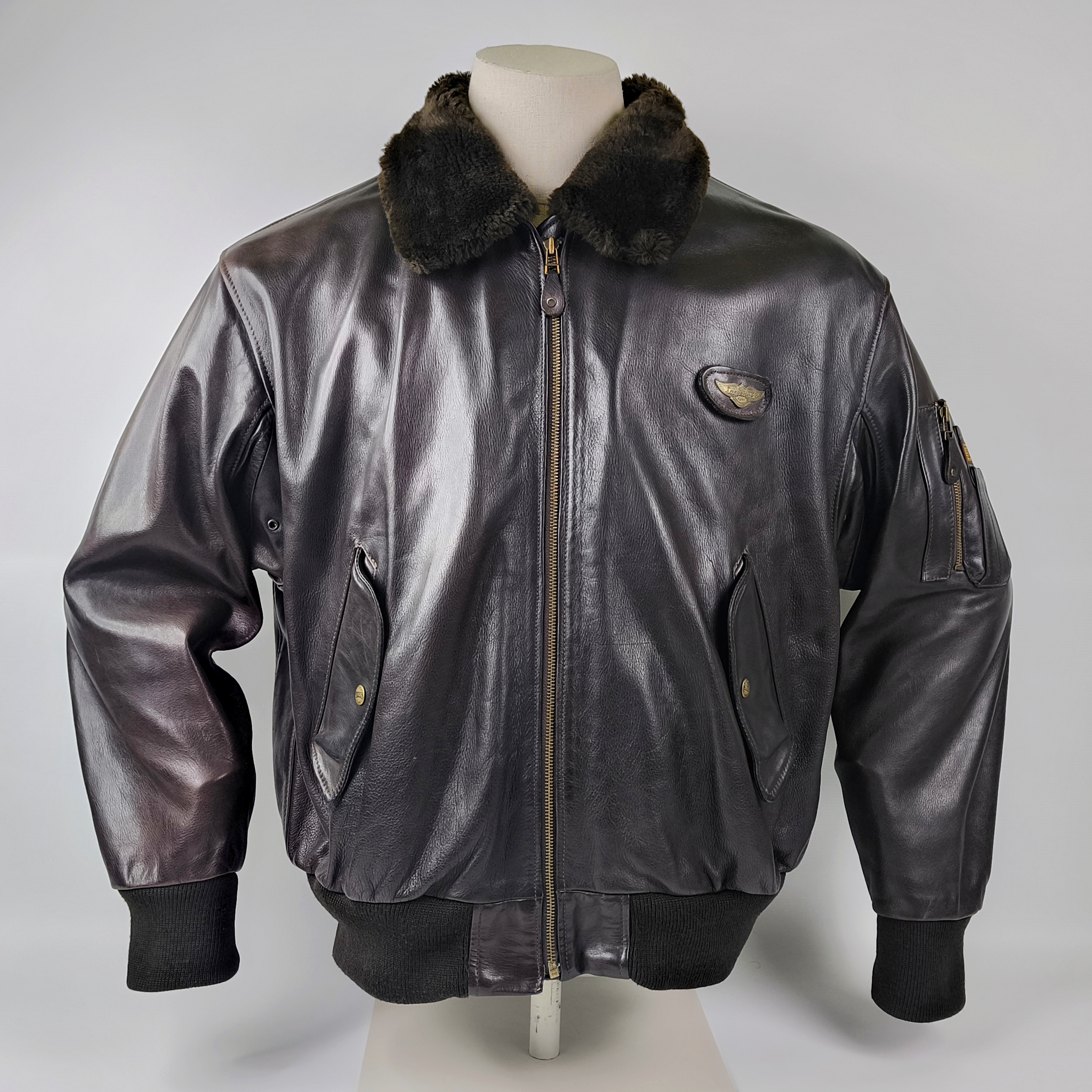 Redskins Lederjacke B32 dunkelbraun Gr. L inkl. Webpelzkragen Pilotenjacke