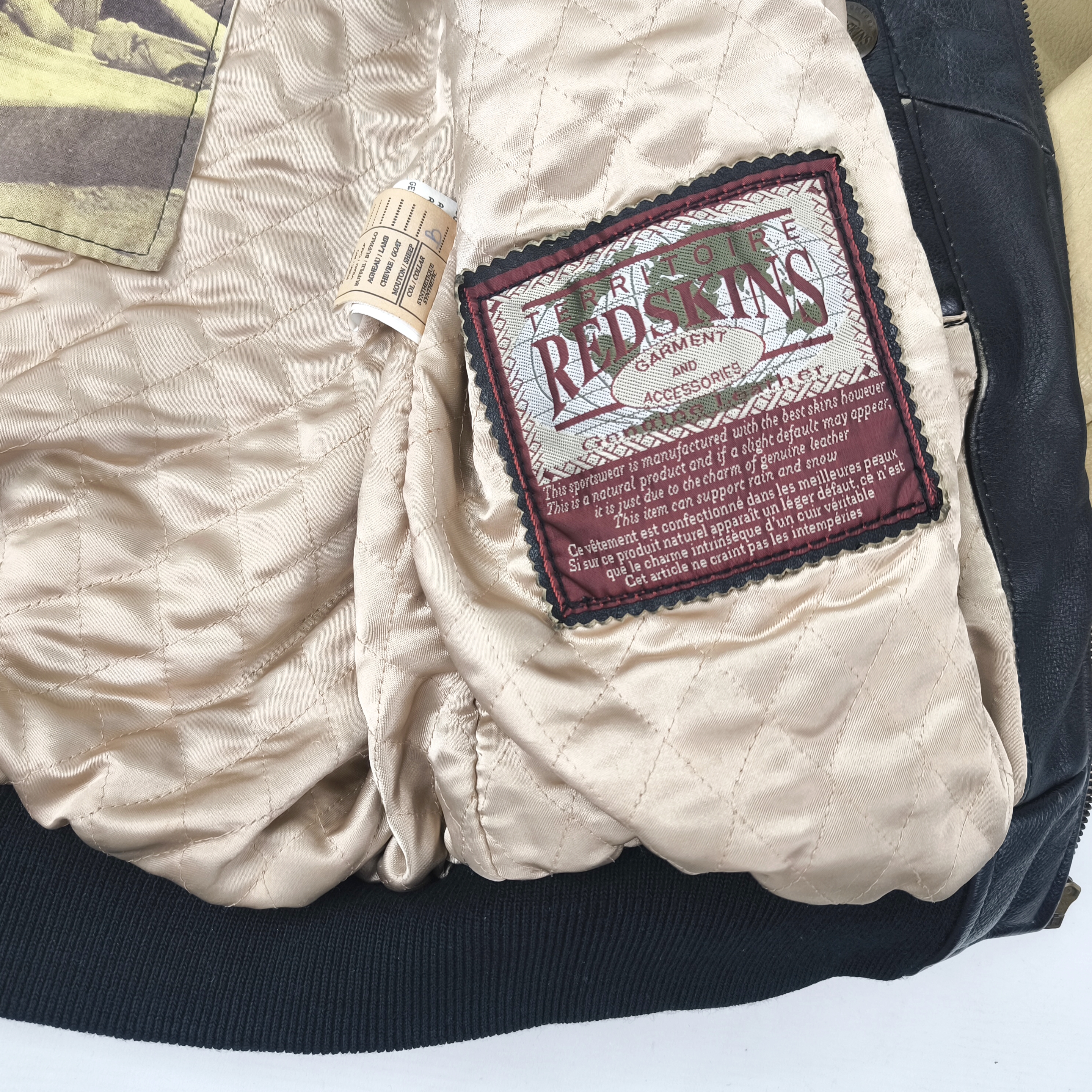 Redskins Lederjacke Dragon Teddy Drachen Gr. XL (L) schwarz creme