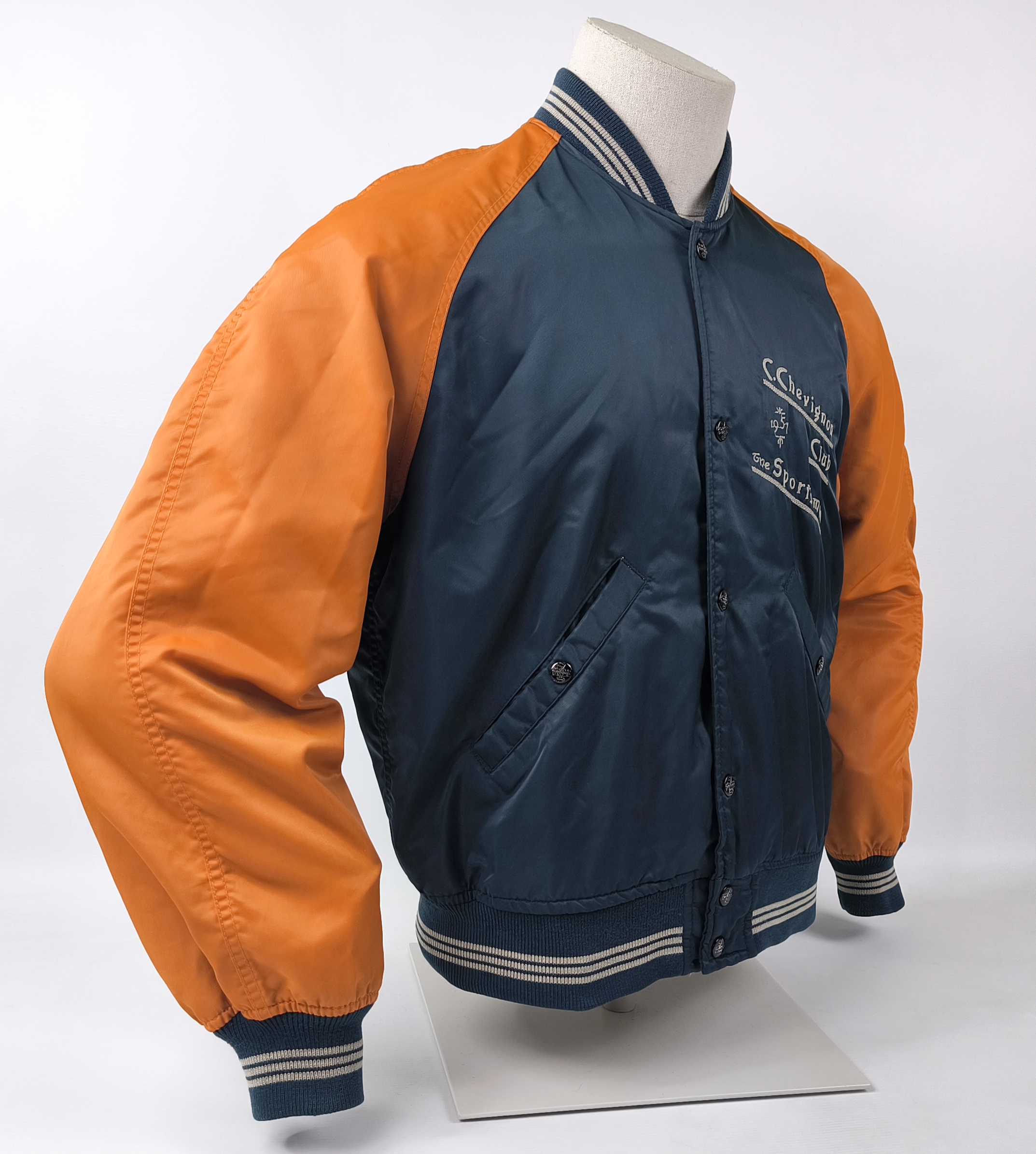 Chevignon Jacke Bomberjacke Gr. M dunkelblau orange The Sportsmen vintage 90s