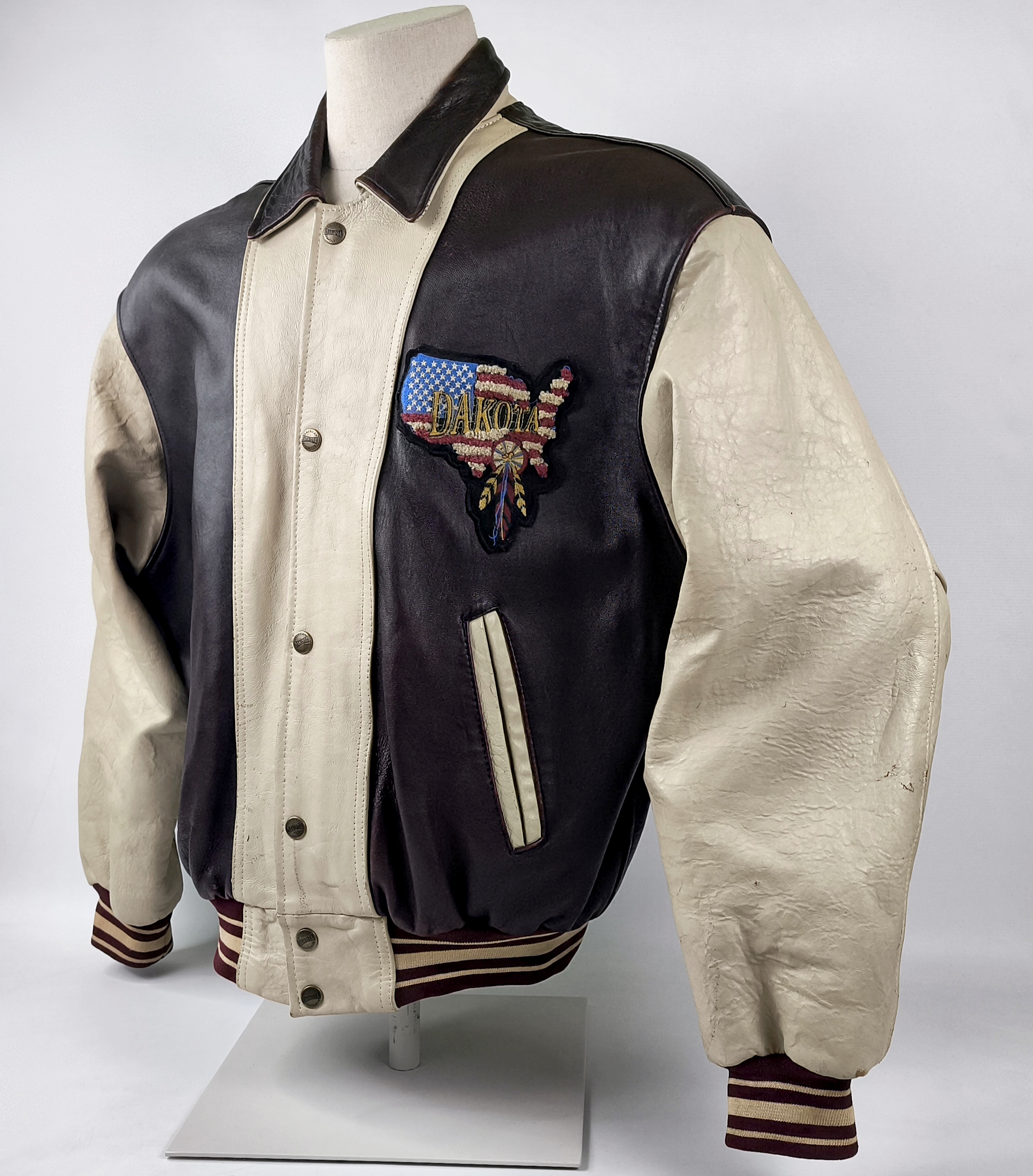 Dakota Lederjacke American Spirit Gr. XL Indianer dunkelbraun creme vintage 90s
