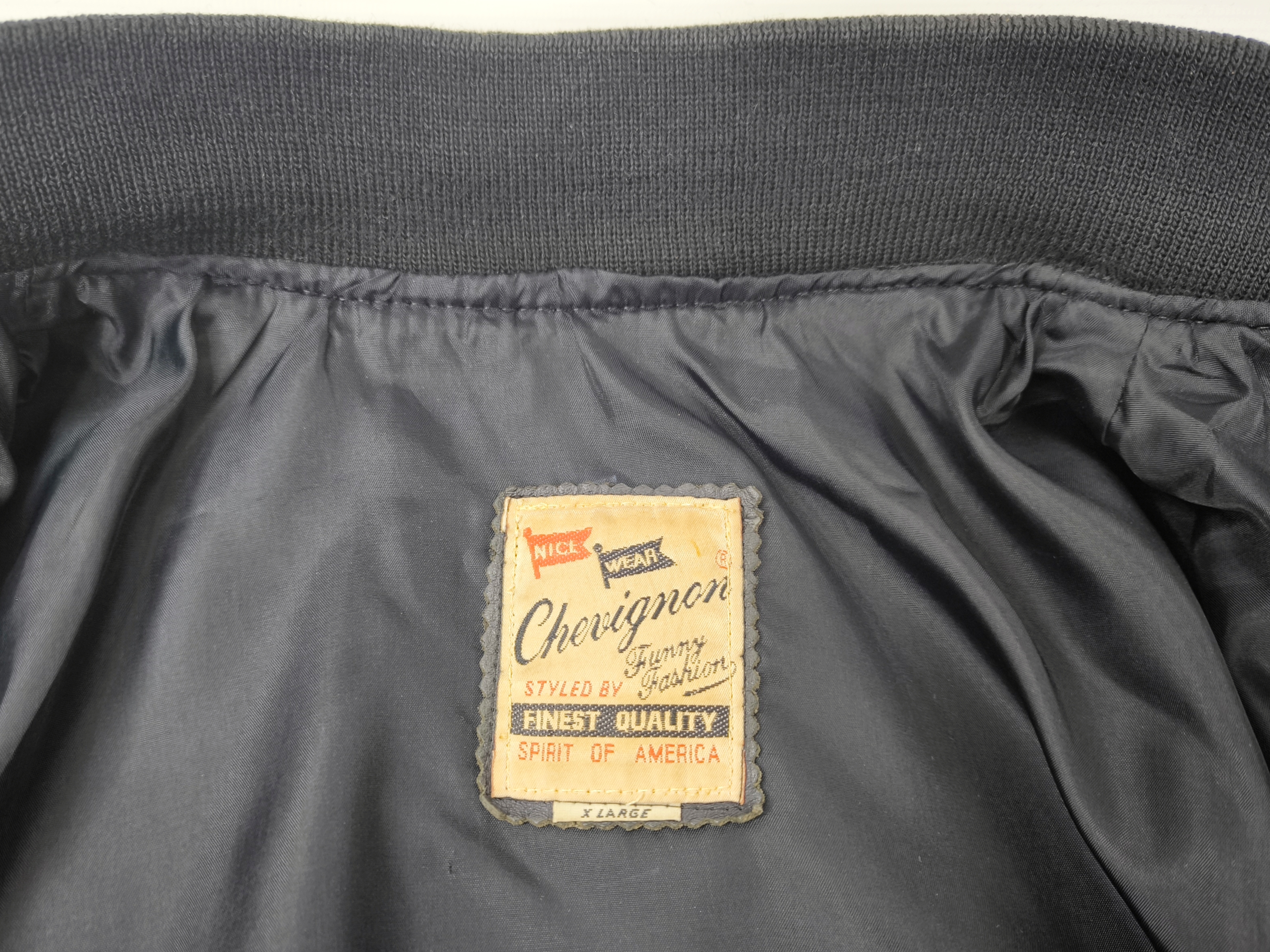 Chevignon Lederjacke schwarz Gr. XL (L) vintage 90s großes Rückenlogo