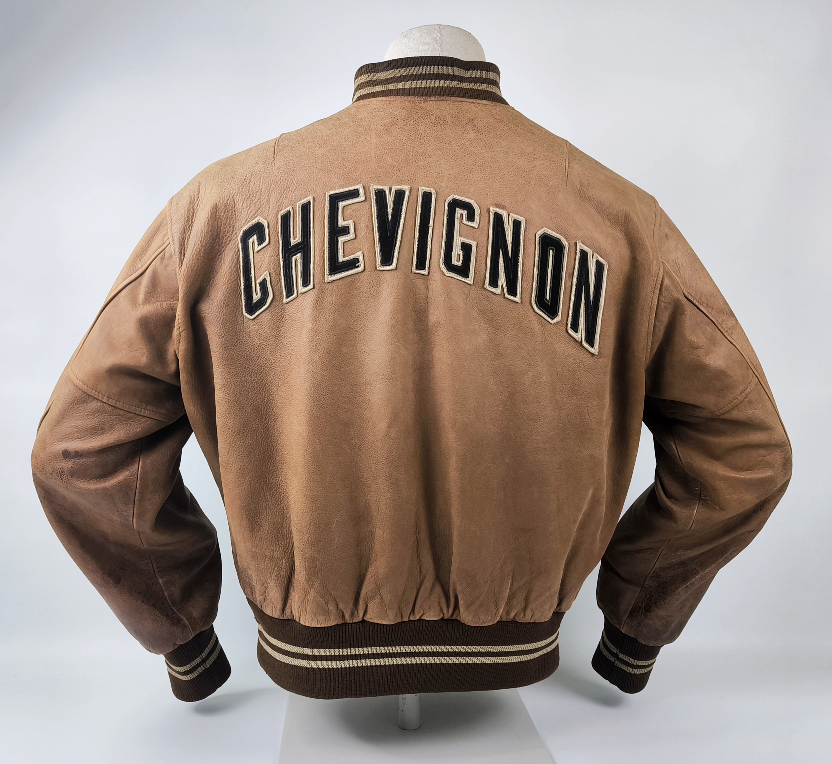 Chevignon Lederjacke braun Gr. L (M) vintage 90s großes Rückenlogo