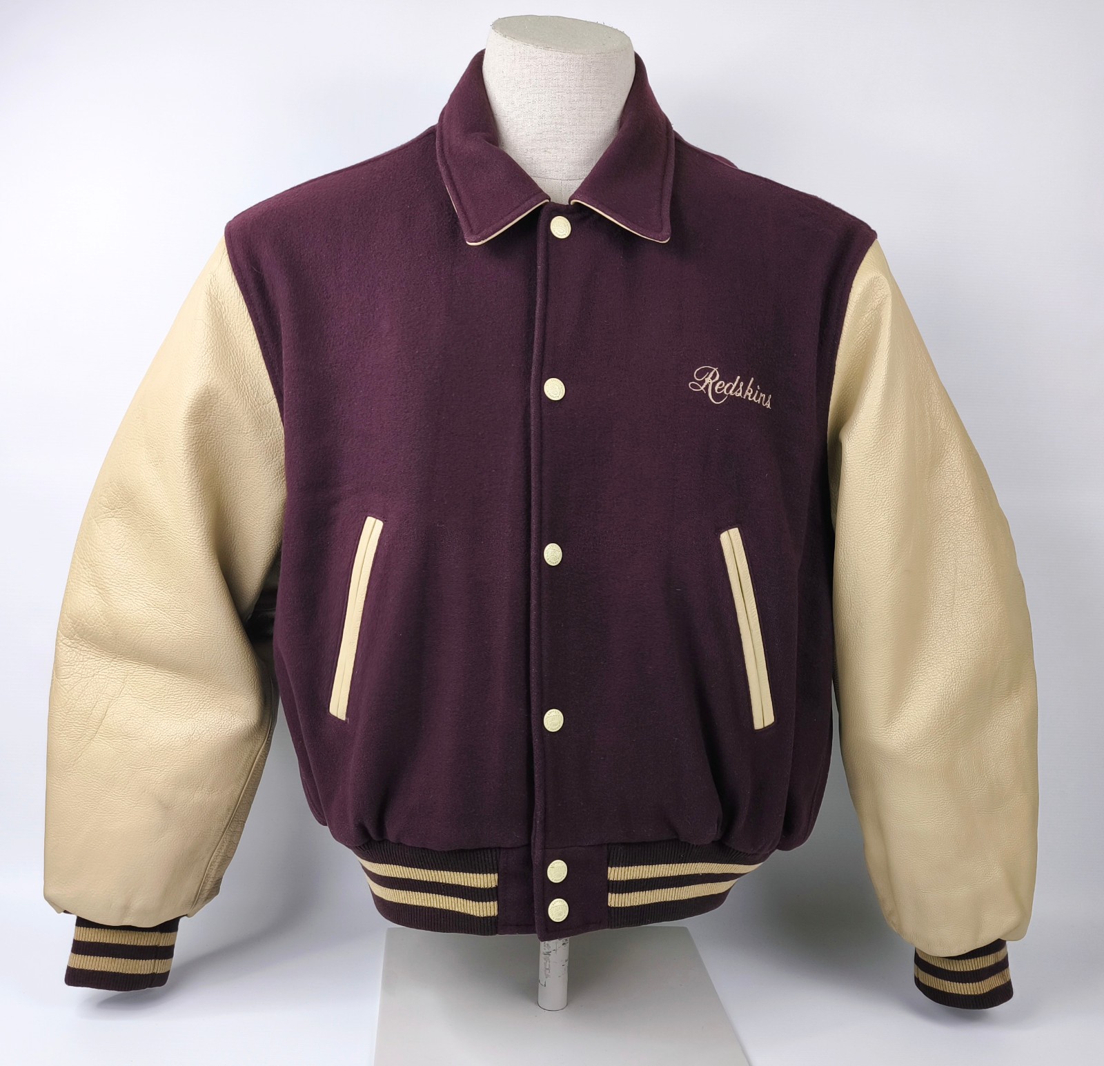 Redskins Jacke College-/ Baseball Gr. XXL (XL) Wolle/Leder Mix bordeaux / creme