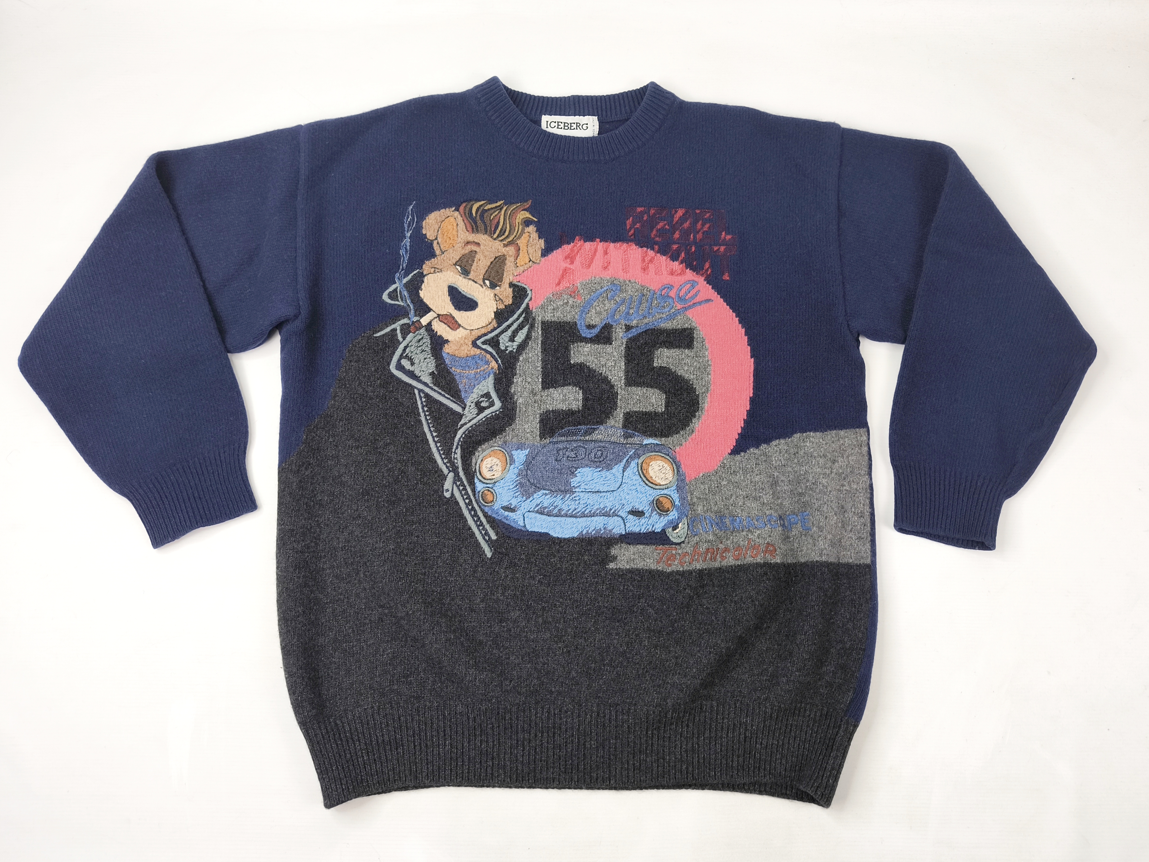 Iceberg Strick Pullover Rebel Without A Cause Gr. V (M) Italy 90s James Dean