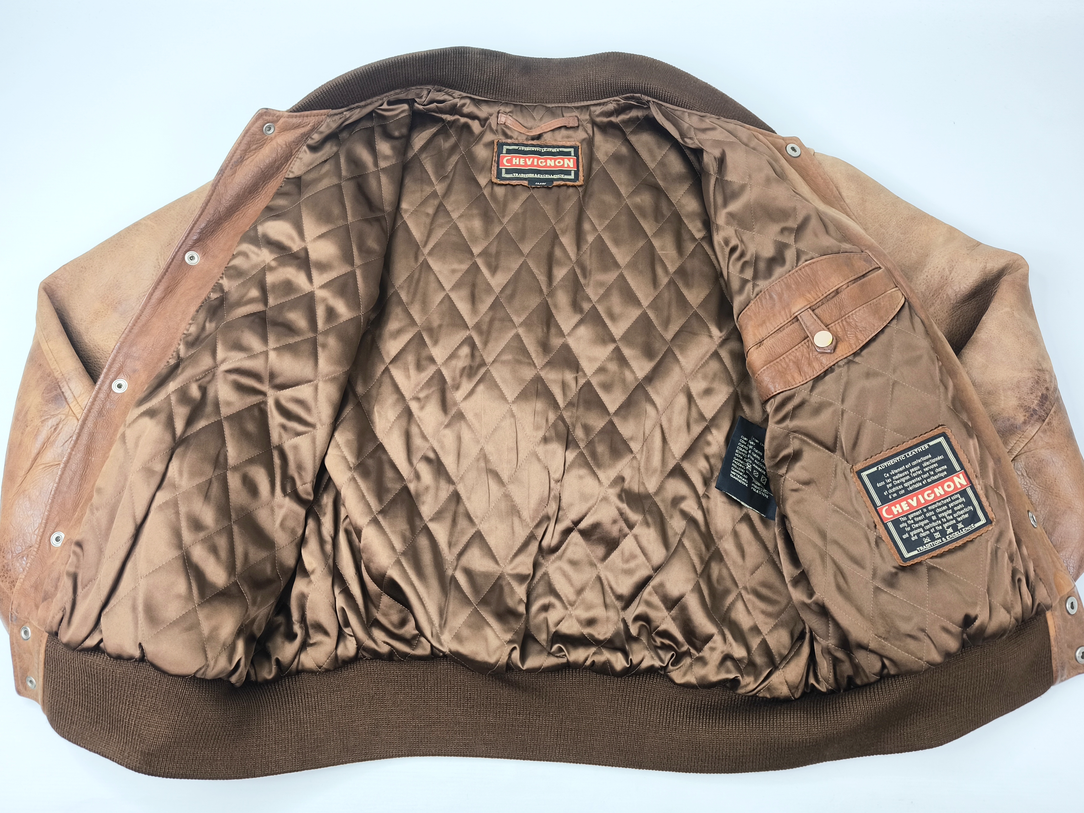 Chevignon Lederjacke braun Gr. L (M) vintage 90s großes Rückenlogo