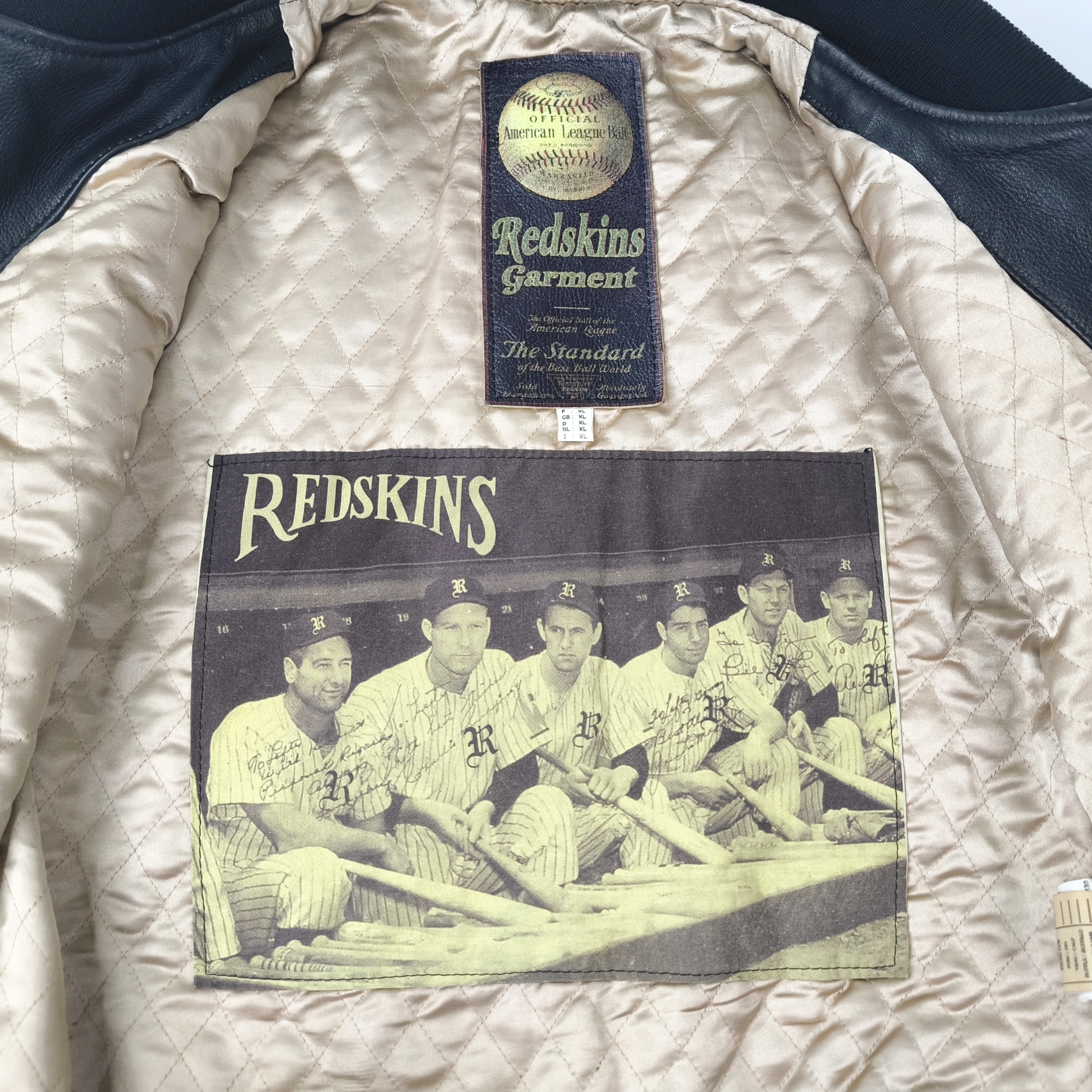 Redskins Lederjacke Dragon Teddy Drachen Gr. XL (L) schwarz creme