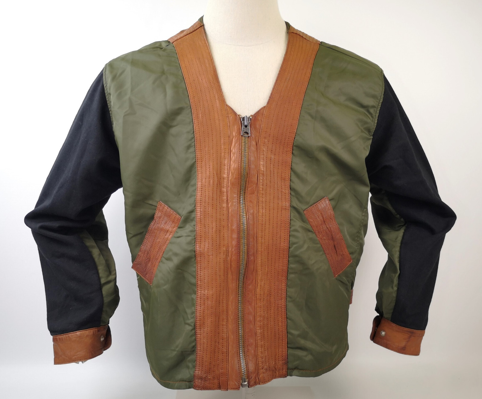 Chevignon Herren Jacke Leder/Nylon Mix Gr. M/L Cadet