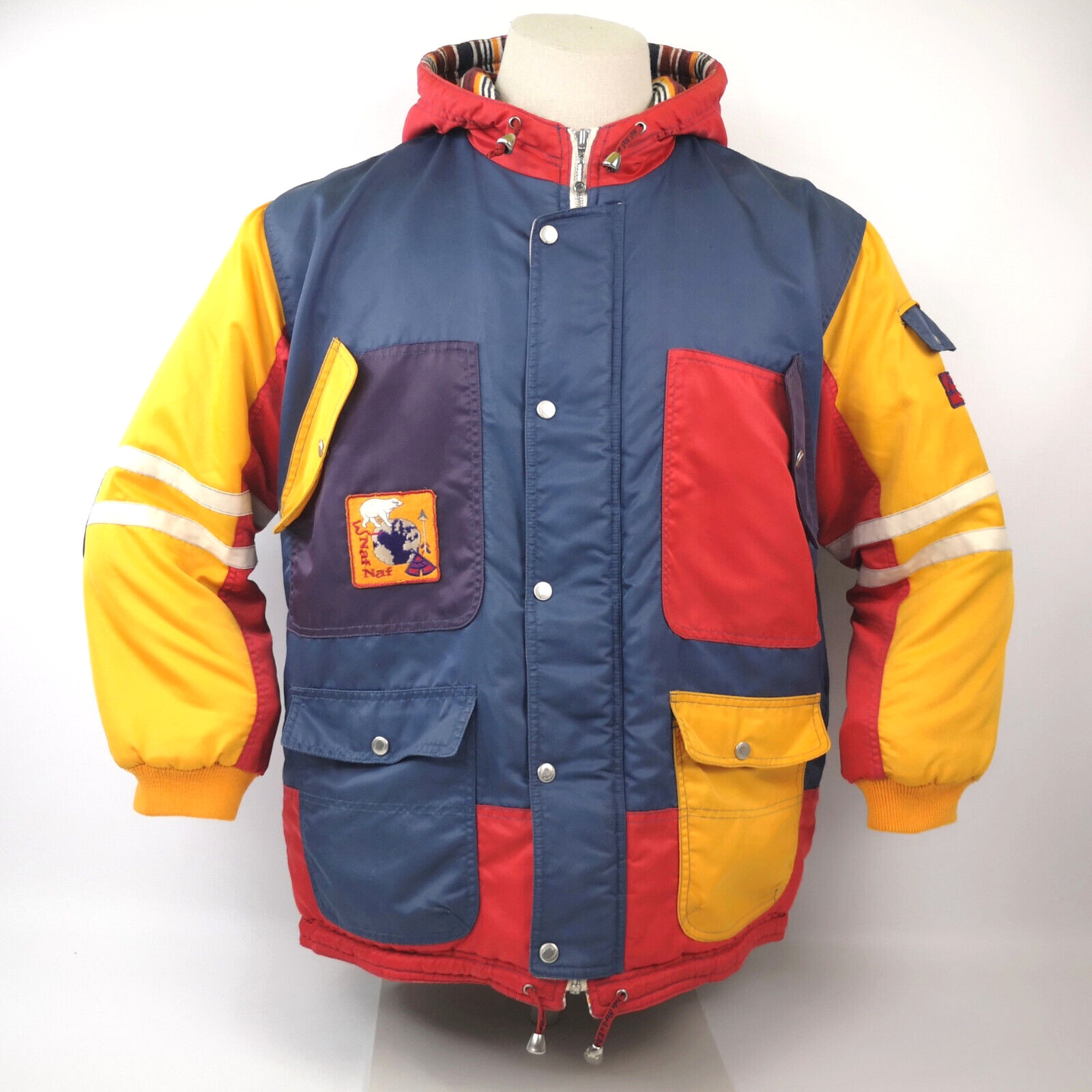 Naf Naf Jacke Parka bunt Größe M/L mit Kapuze vintage