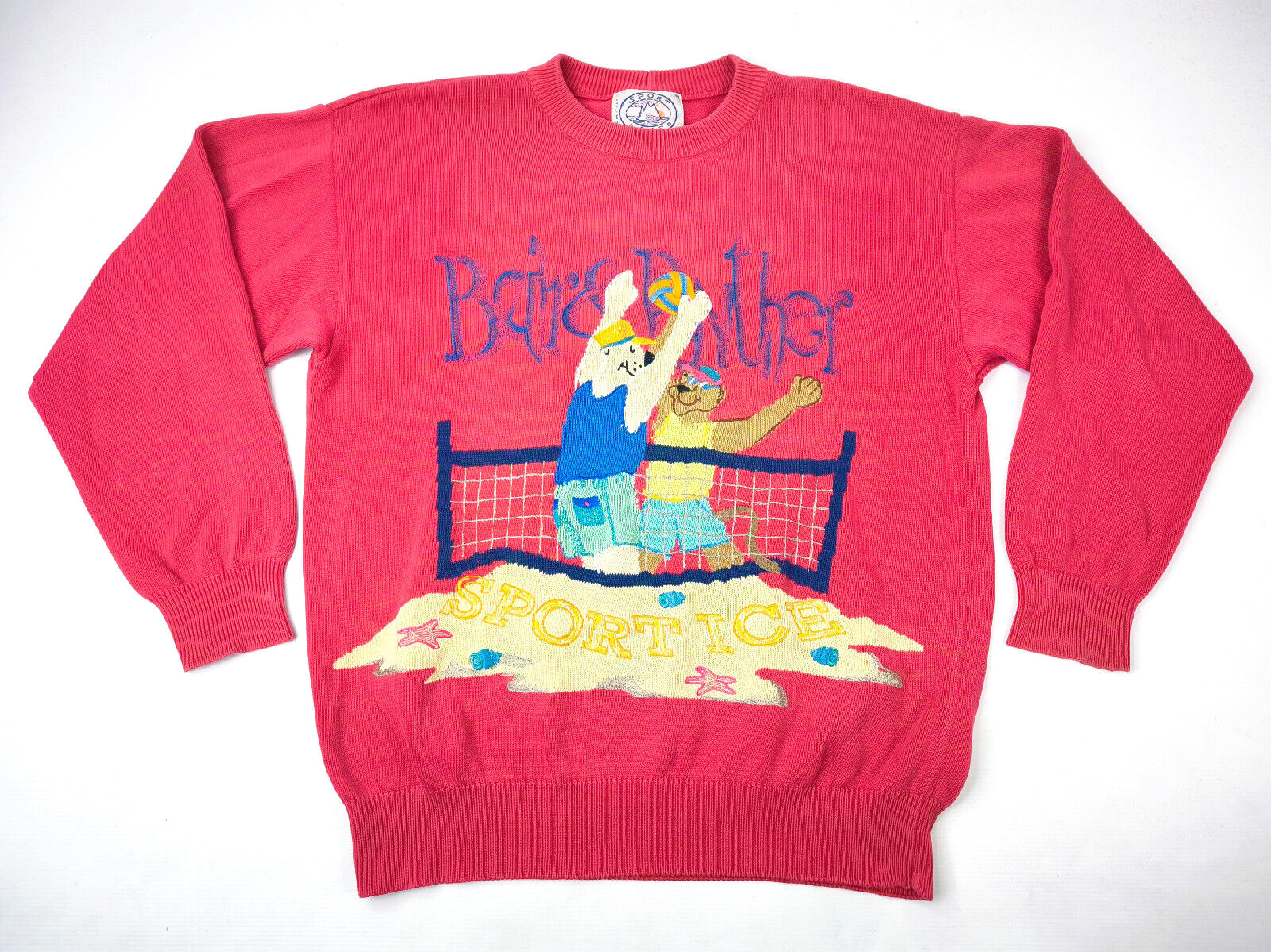 Iceberg Strick Pullover Sport Ice Rot Pastell Gr. IV (L) vintage 90s