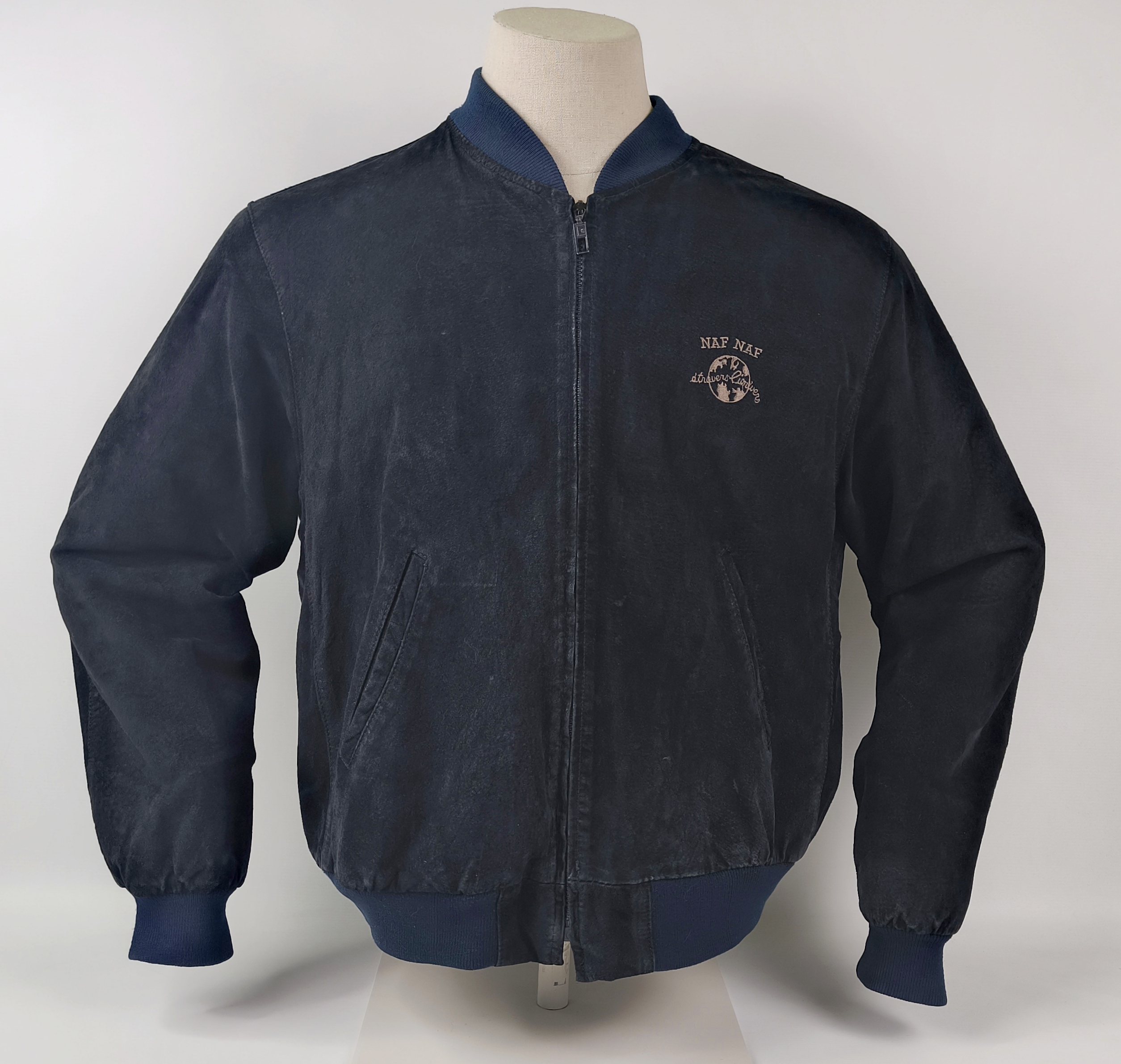 Naf Naf Lederjacke schwarz Gr. T2 (L) New Style Wildleder vintage 80`s / 90`s