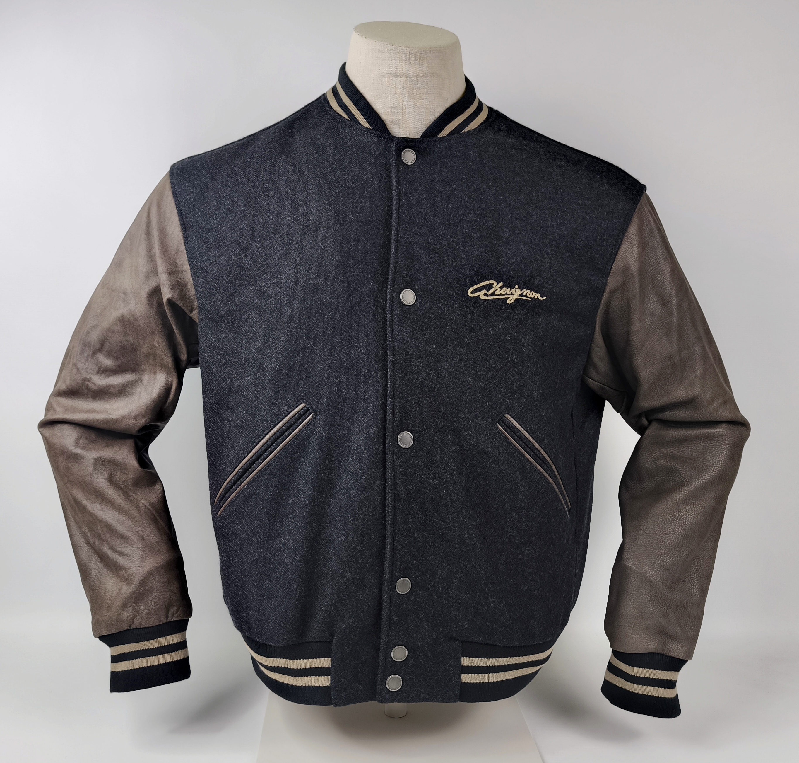 Chevignon Jacke College Bay Winds Crystal Rock Gr. L (M) Wolle Leder Mix neu