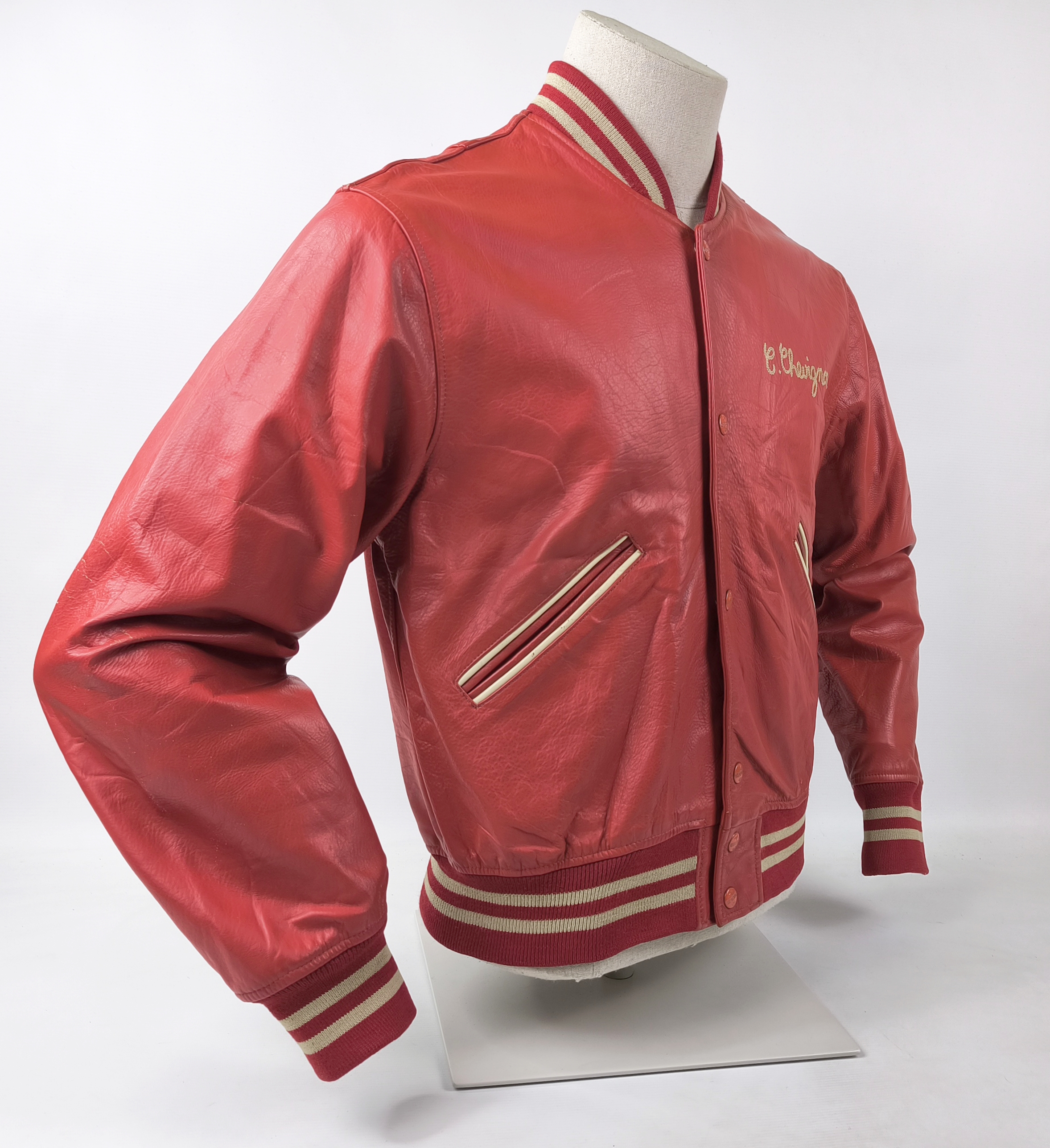 Chevignon Lederjacke rot Gr. L (M) vintage 90s großes Rückenlogo