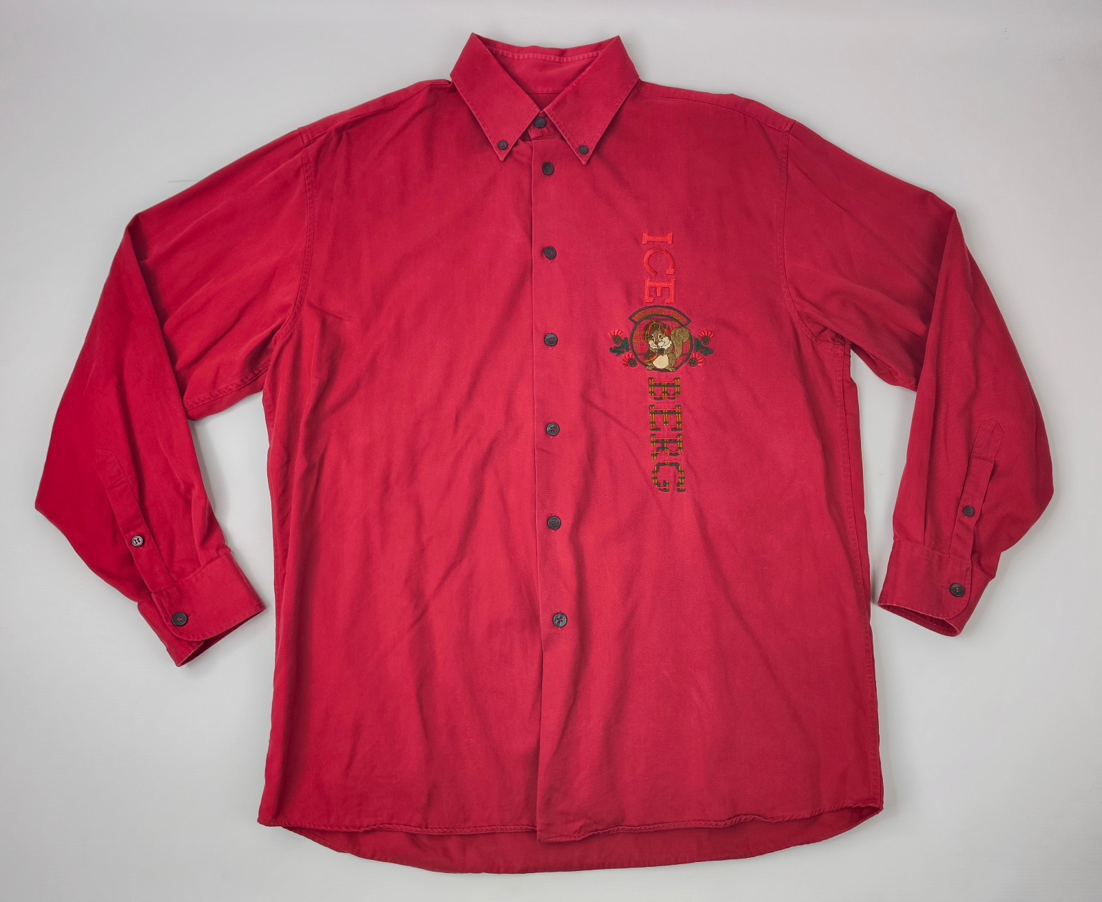 Iceberg Hemd Don`t Drink Drive Old Thistle weinrot Gr. XL Italy 90s Button-Down