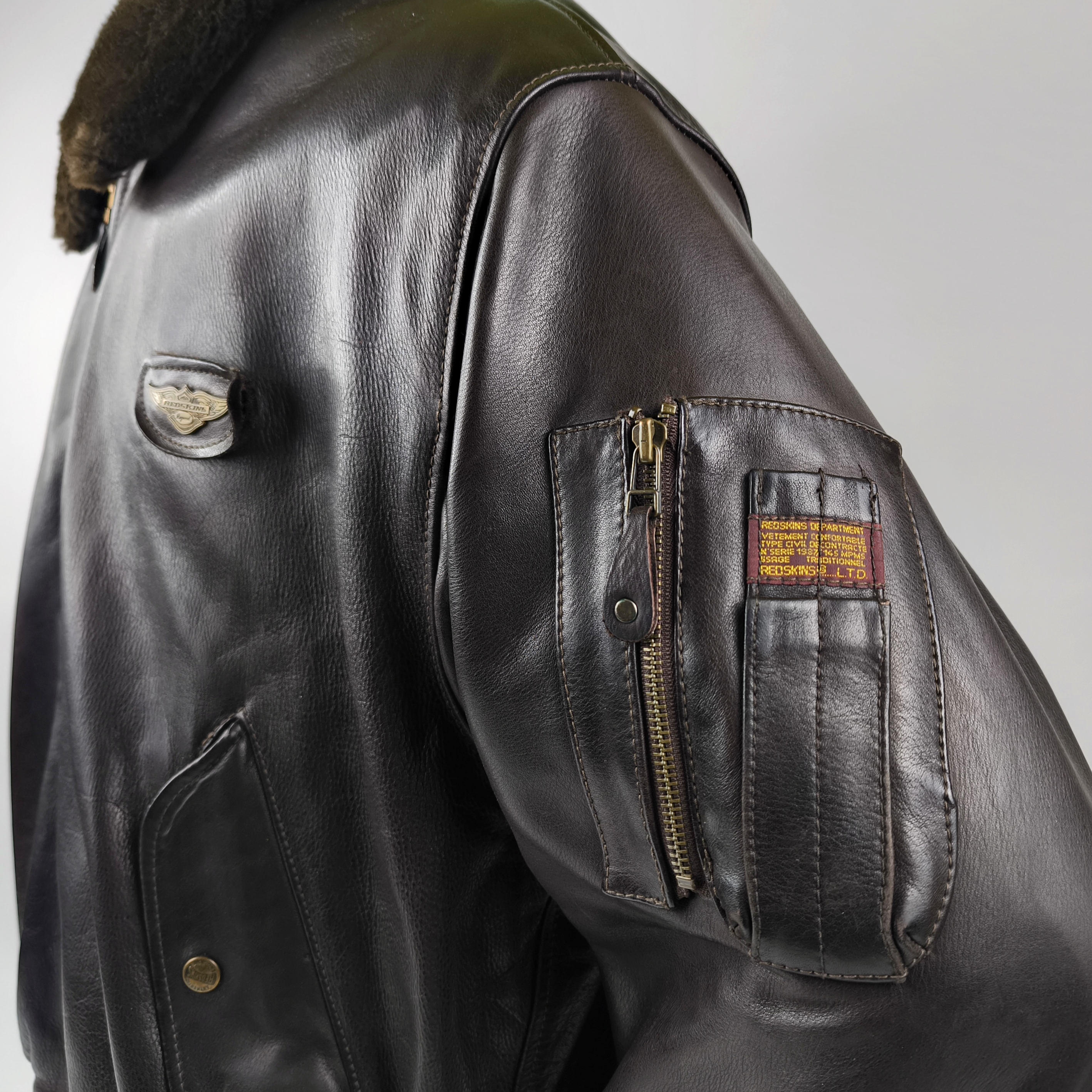 Redskins Lederjacke B32 dunkelbraun Gr. L inkl. Webpelzkragen Pilotenjacke